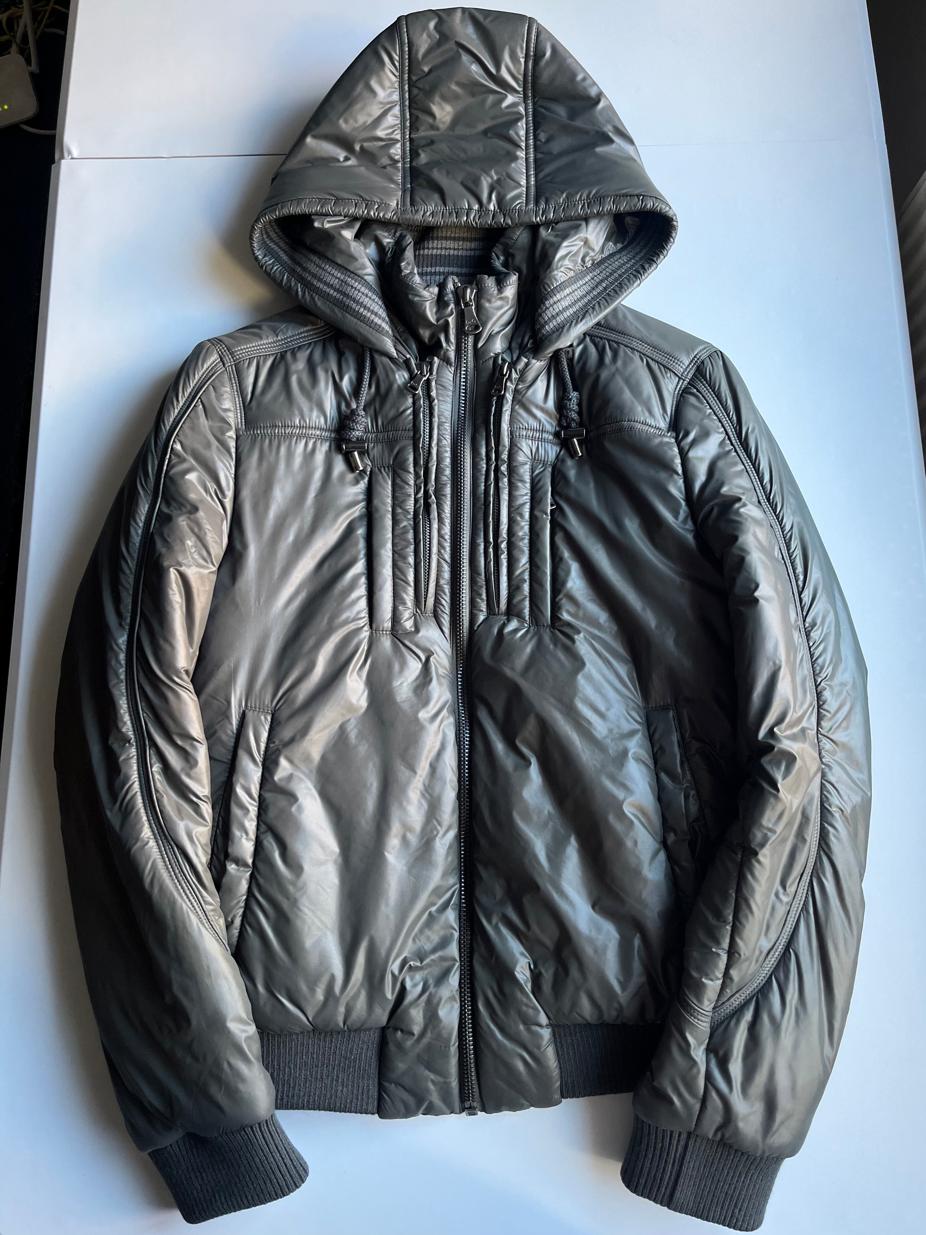 00’s Dolce & Gabbana Multi Zips Avant Garde Grey Astro Bomber Jacket (S/M) - dark grey