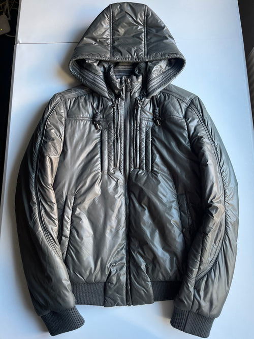00’s Dolce & Gabbana Multi Zips Avant Garde Grey Astro Bomber Jacket (S/M) - dark grey
