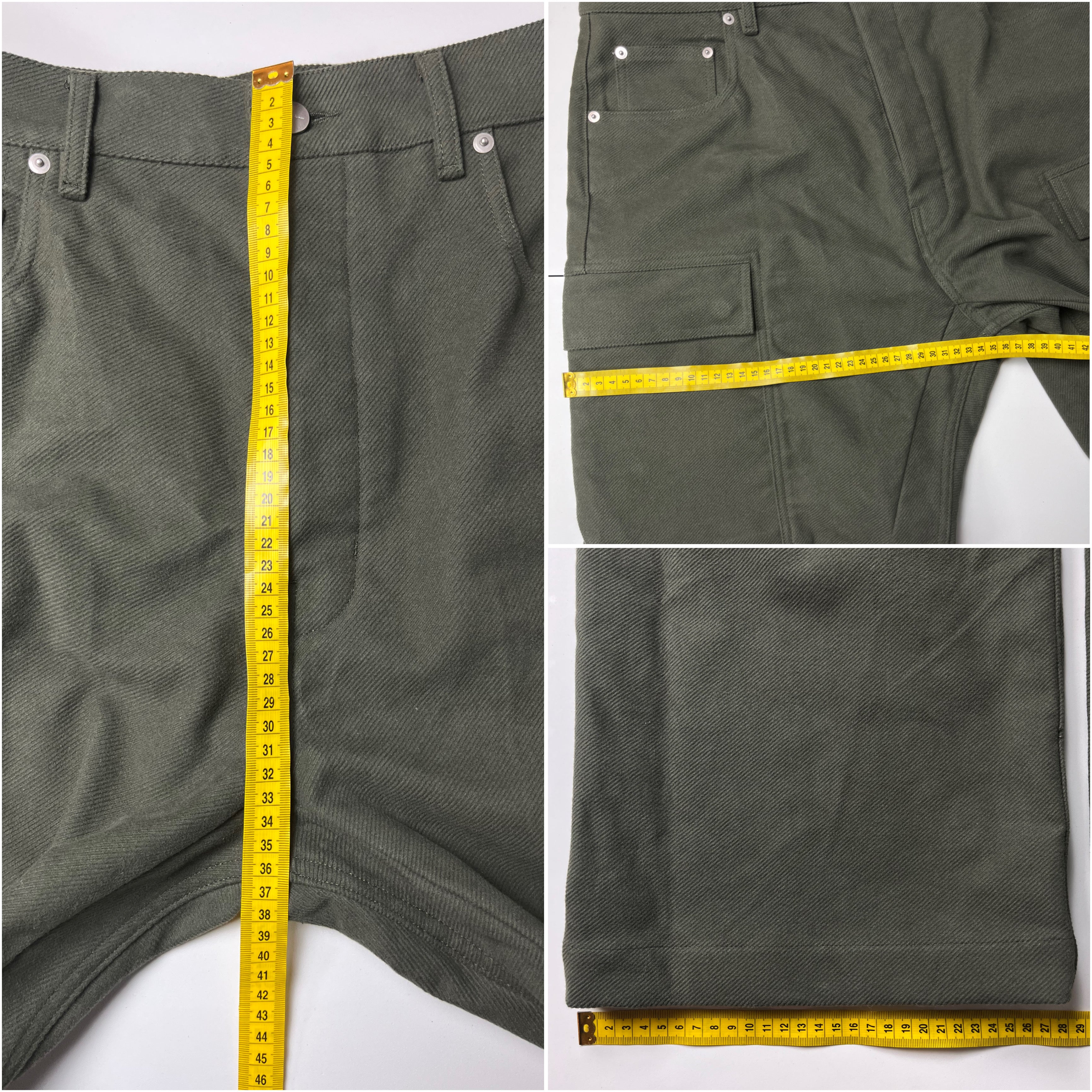 RICK OWENS CONCORDIANS DOUBLE CARGO JEANS -  W33 - military green