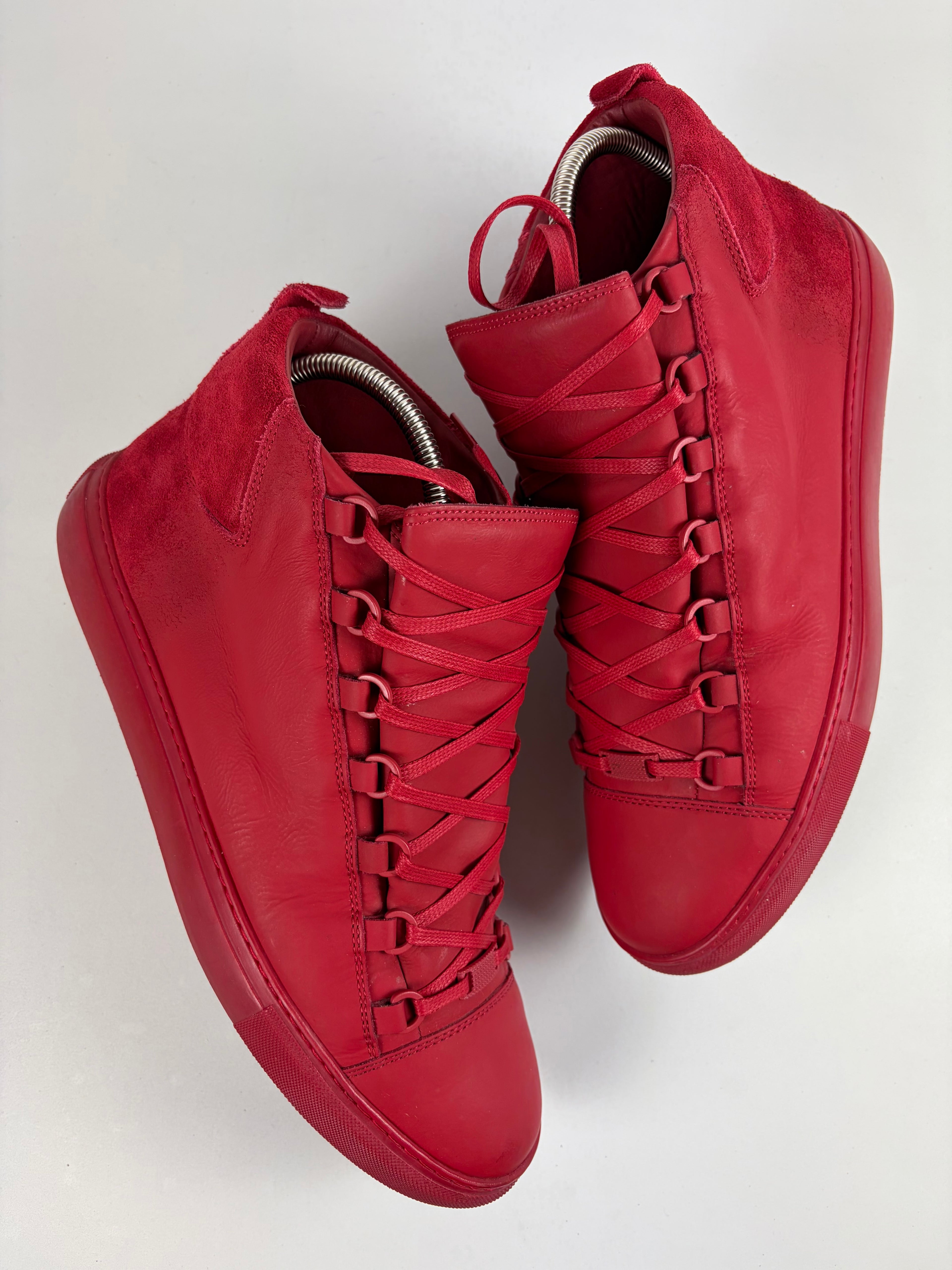 Balenciaga arena leather & suede high tops - eu 44 / us 11 - red