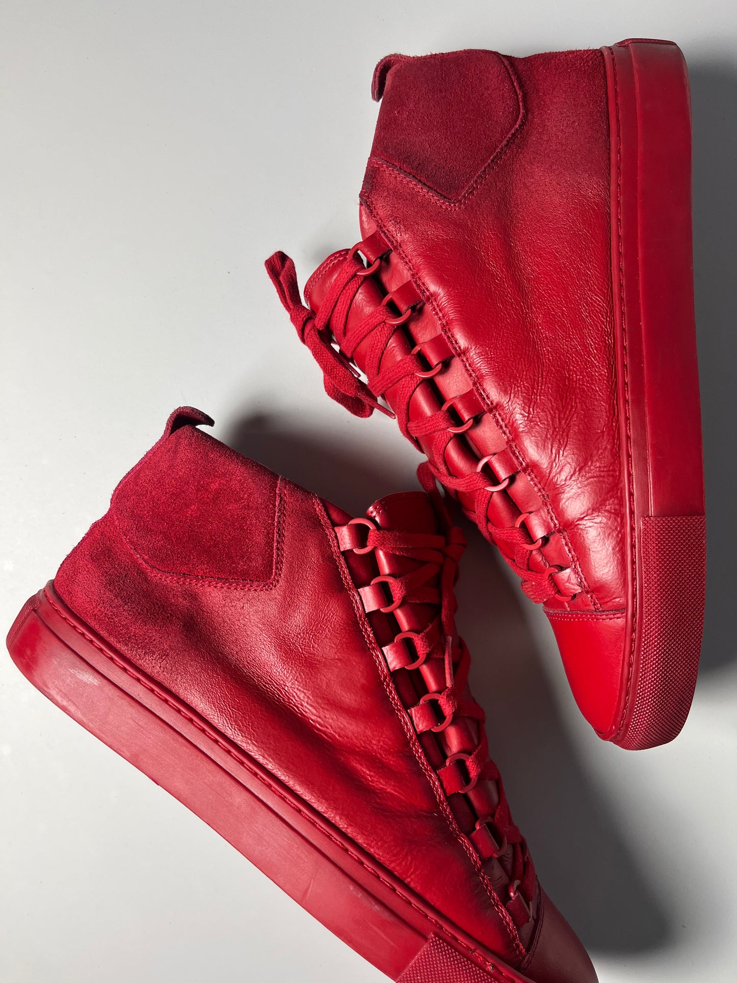BALENCIAGA ARENA HIGH (red suede & leather)