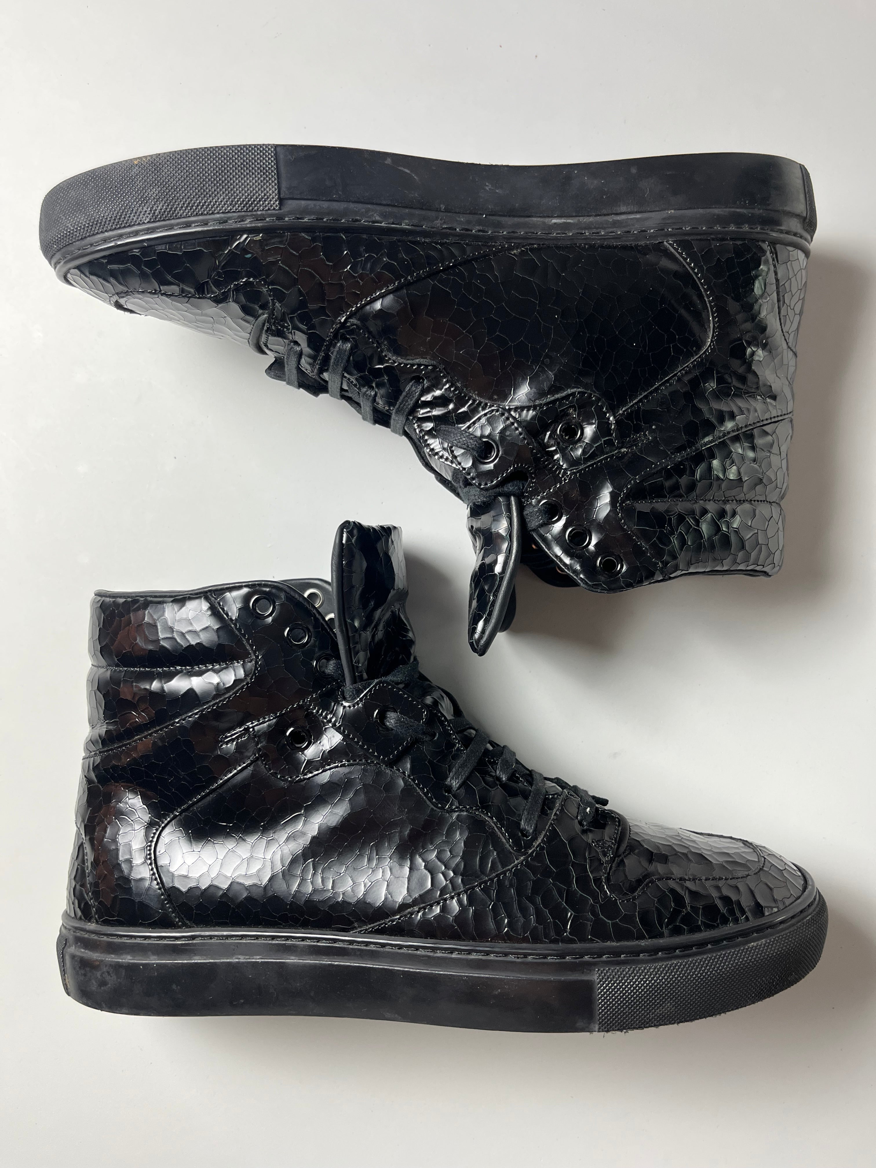 Balenciaga embossed croc leather high tops - Eu 41 - black