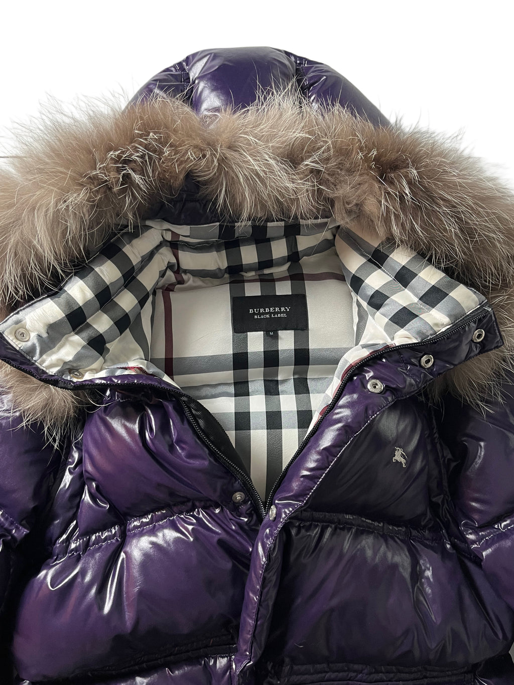 00’s BURBERRY made in Japan real fur down jacket (S/M) - purple