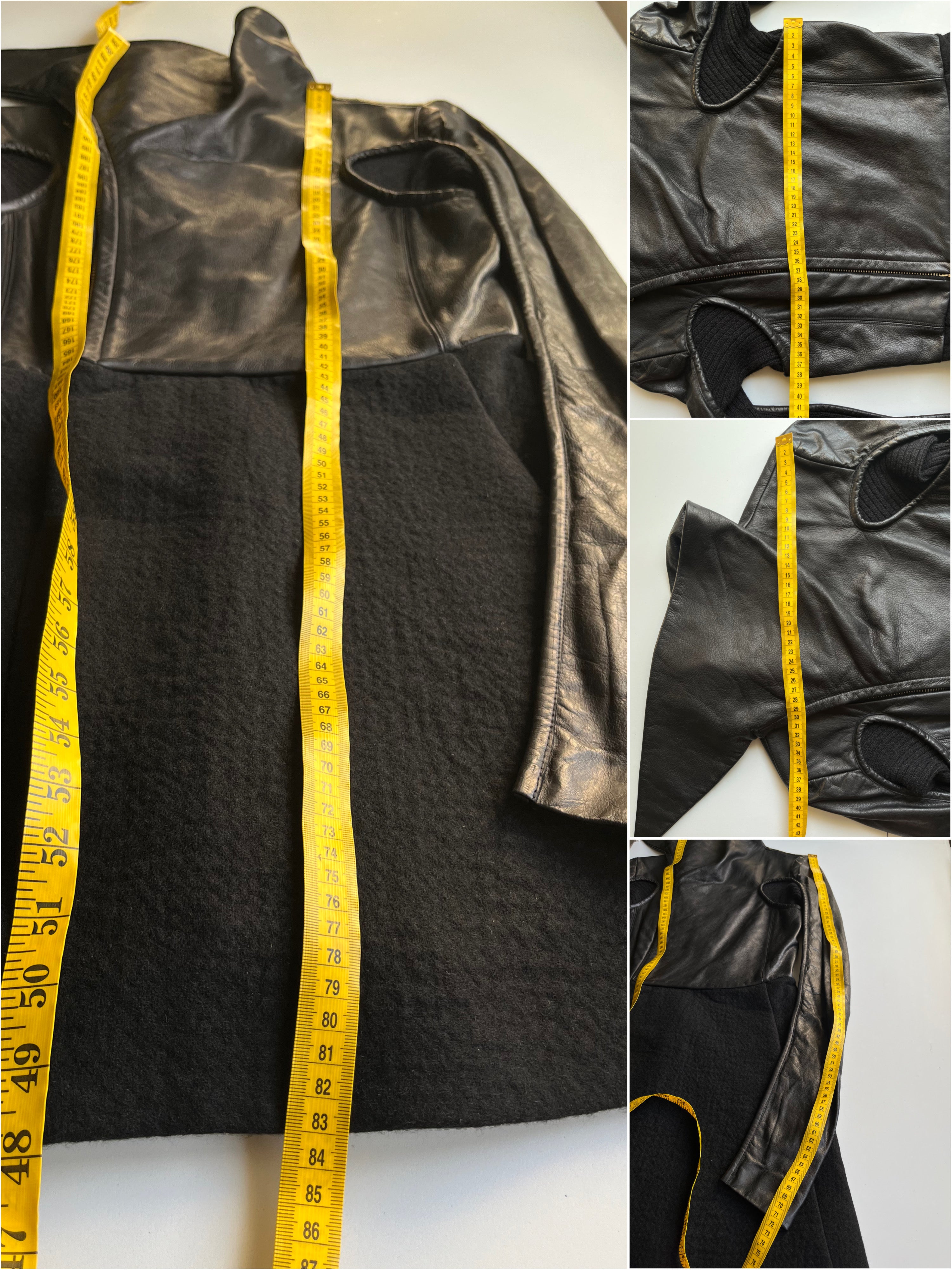2010 Rick Owens GLEAM leather & cashmere dress jacket - size IT 42 - black