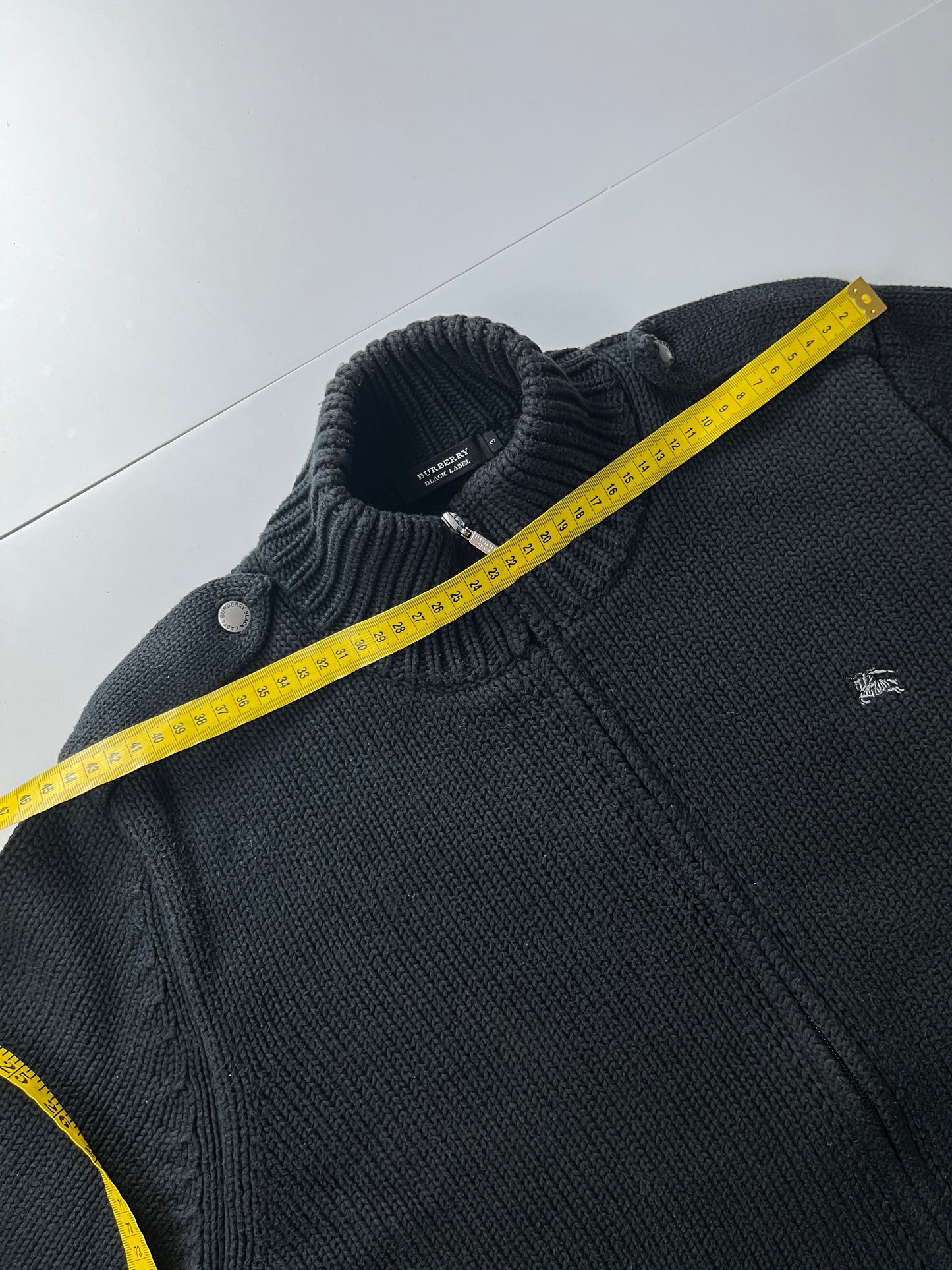 00’s BURBERRY military heavy cotton knit (M/L) - black