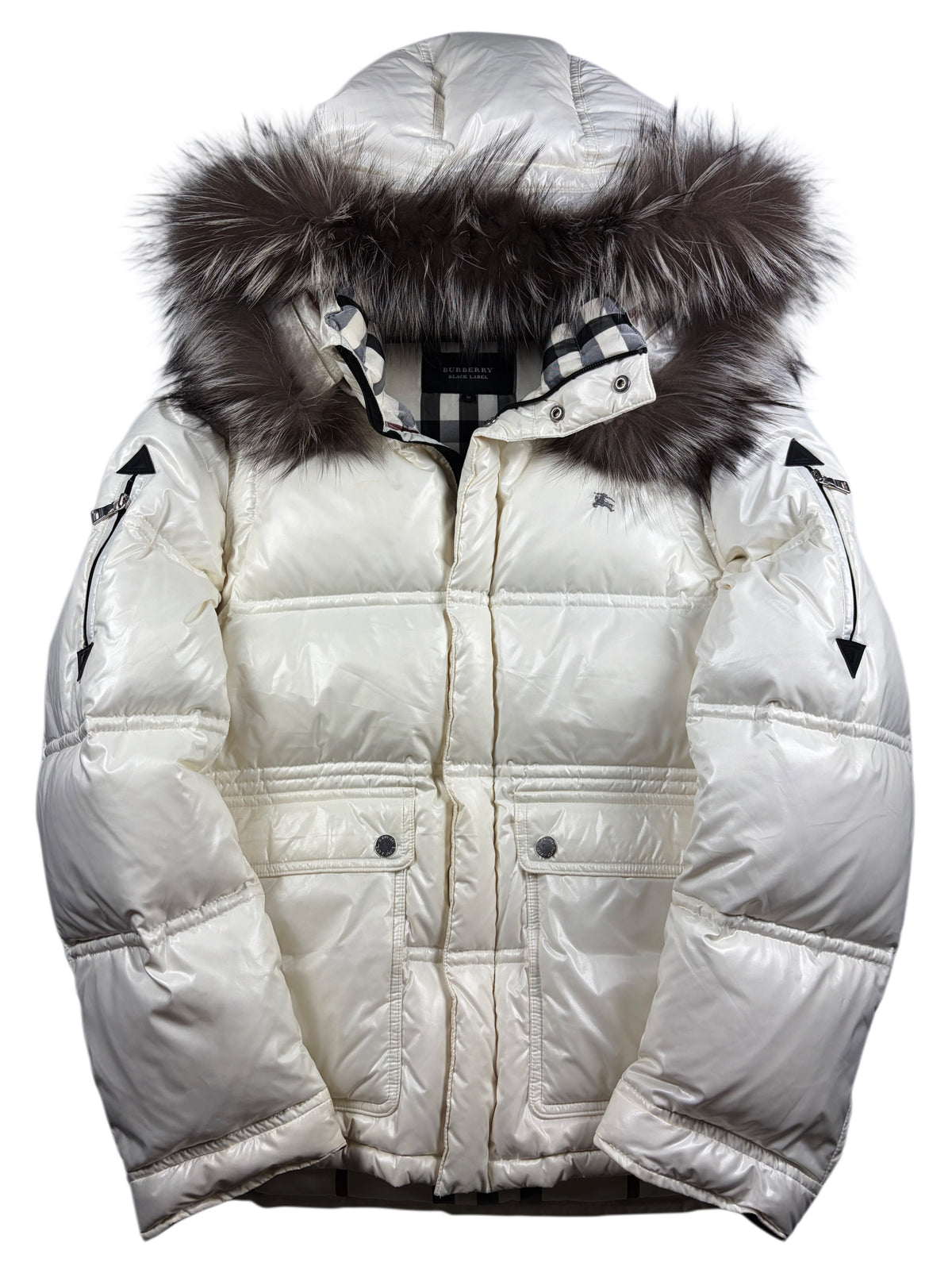 00’s BURBERRY Black Label real fur down jacket (S/M) - white