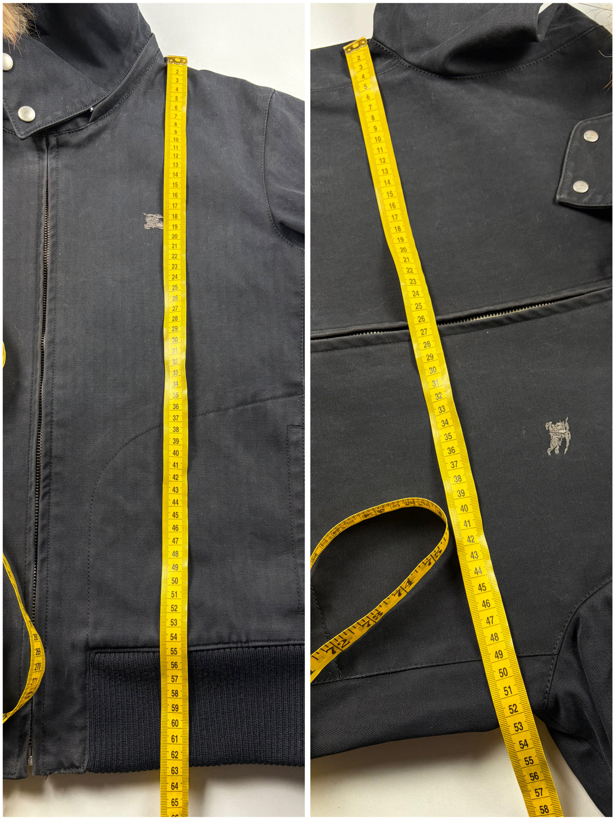 00’s BURBERRY Blue Label real fur hooded cotton bomber jacket (S/M) - black