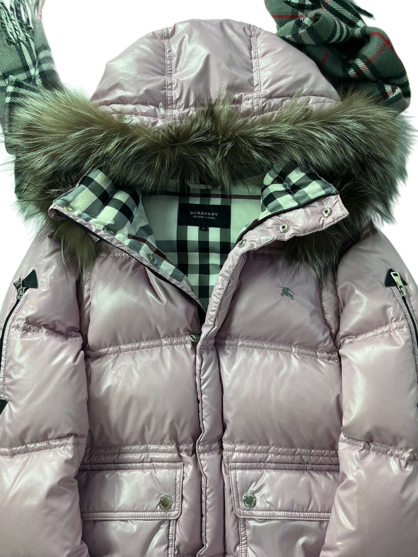 00’s BURBERRY made in Japan real fur down jacket (S/M) - pink