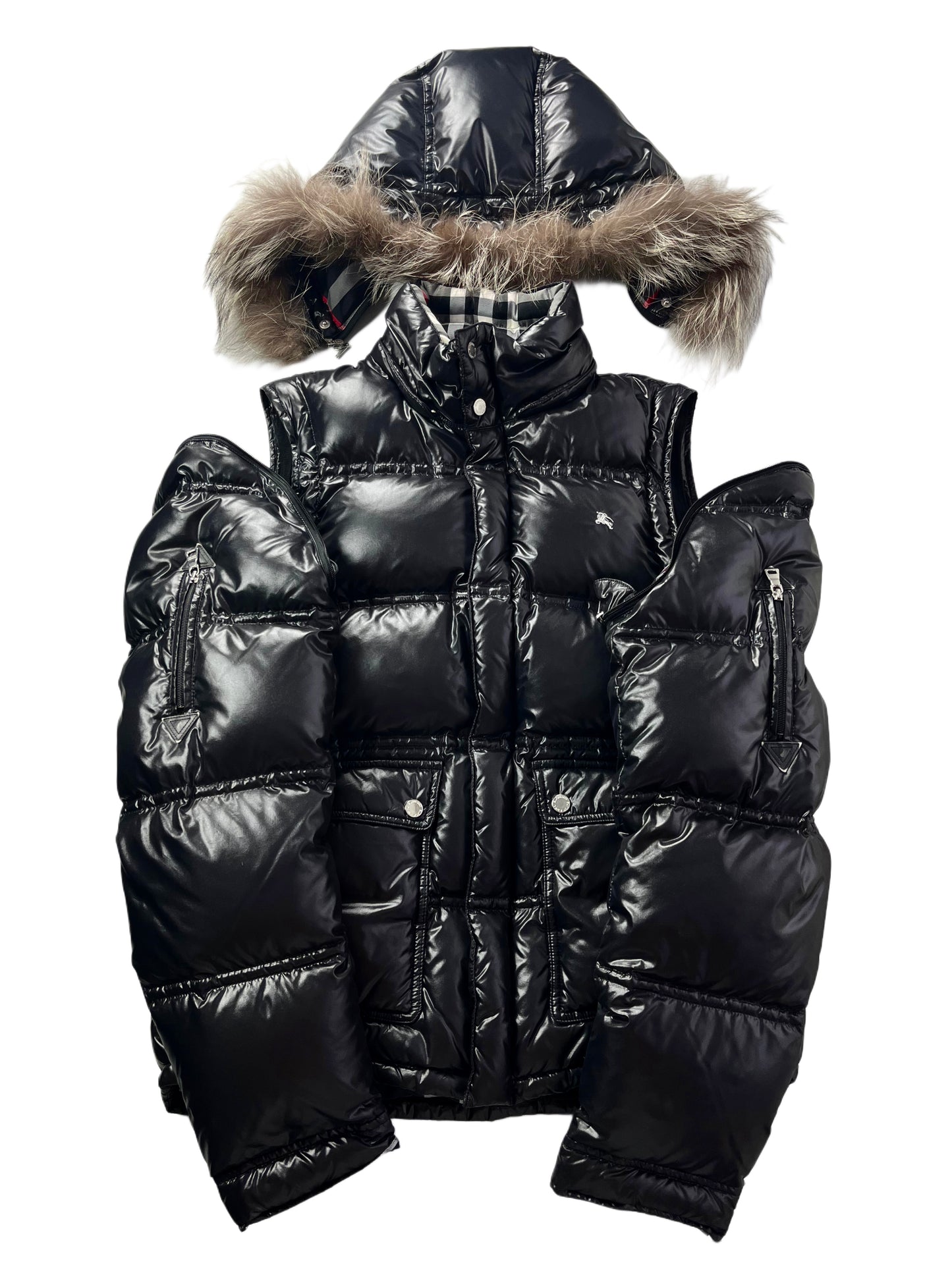 00’s BURBERRY made in Japan real fur down jacket (M/L) - black