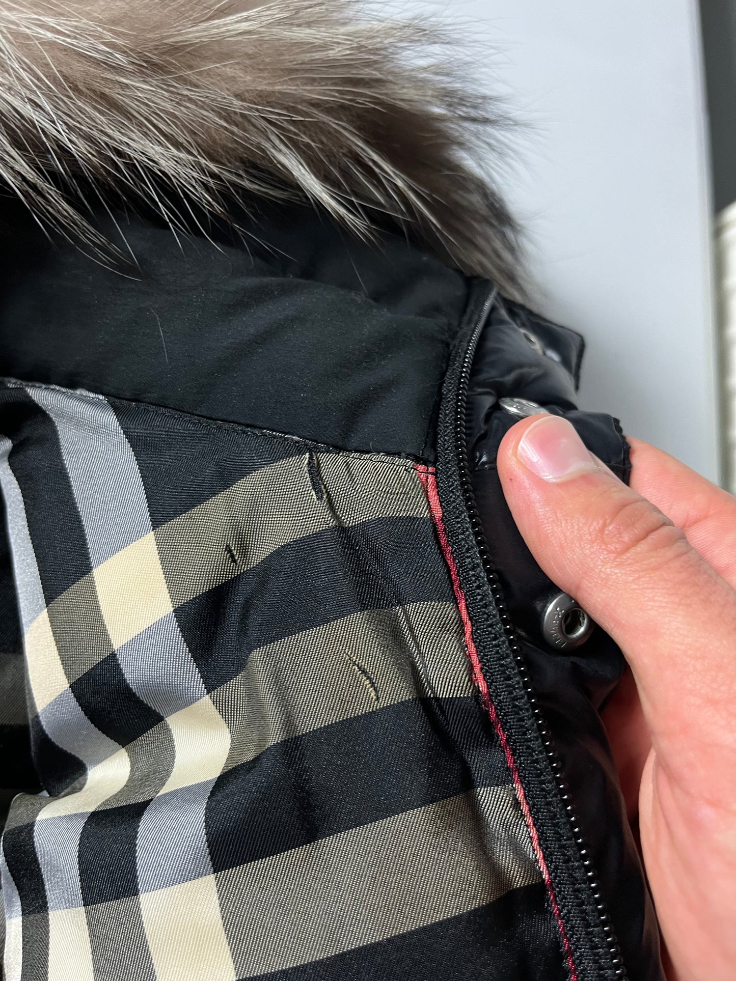 00’s BURBERRY made in Japan real fur down jacket (S/M) - black