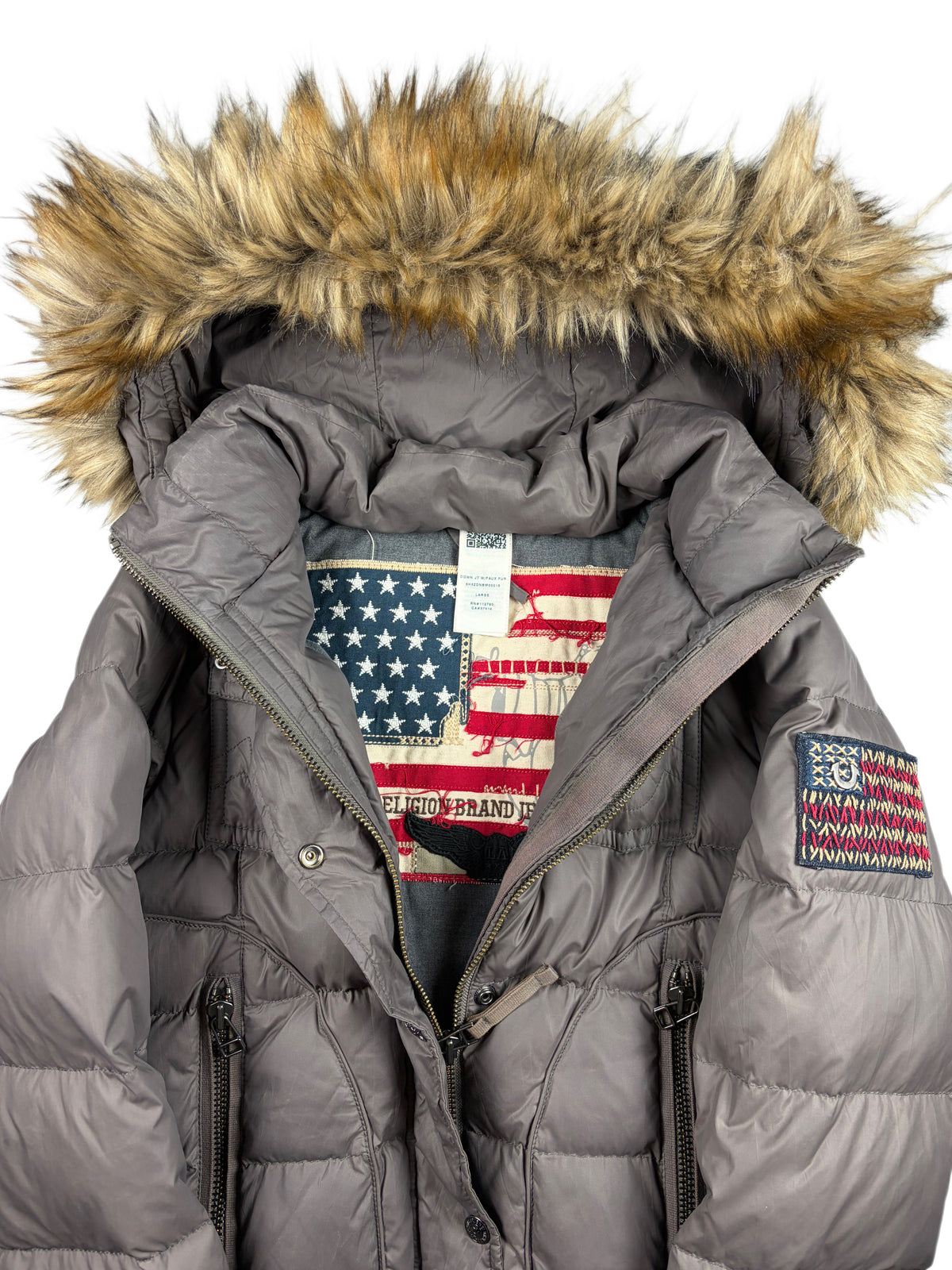 True Religion faux fur puffer jacket - women’s M/L