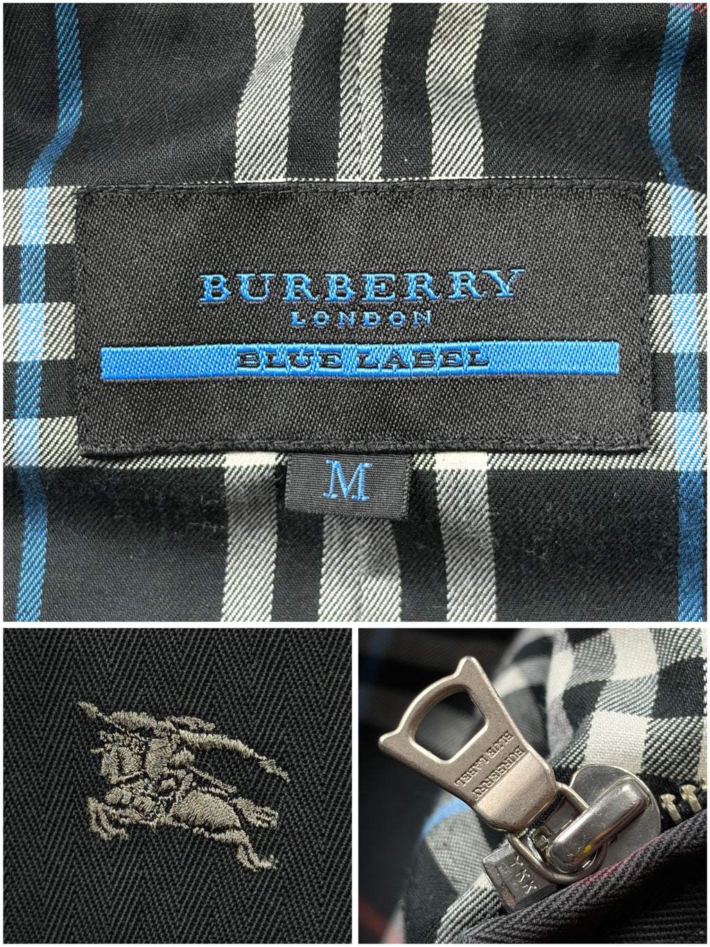00’s BURBERRY Blue Label real fur hooded cotton bomber jacket (S/M) - black