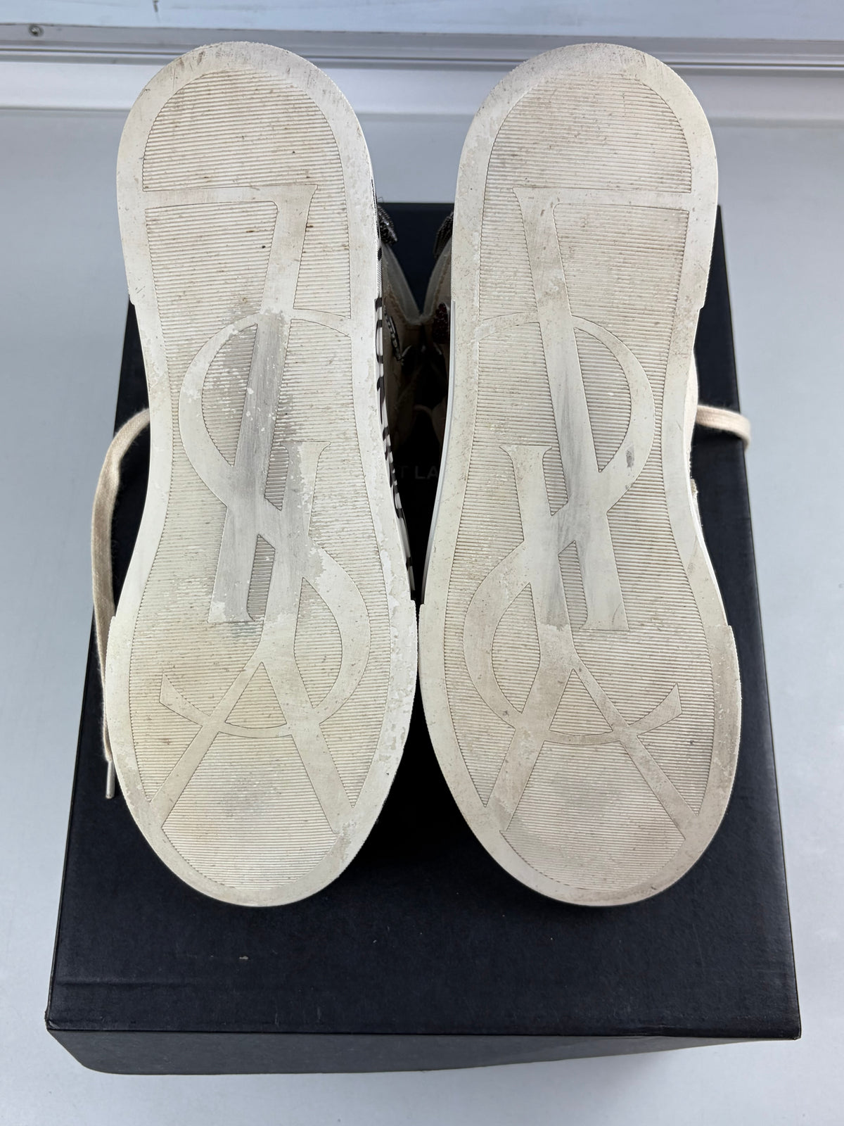 Saint Laurent ‘Smoking Forever’ canvas & suede high tops - eu41.5/us8.5/uk7.5