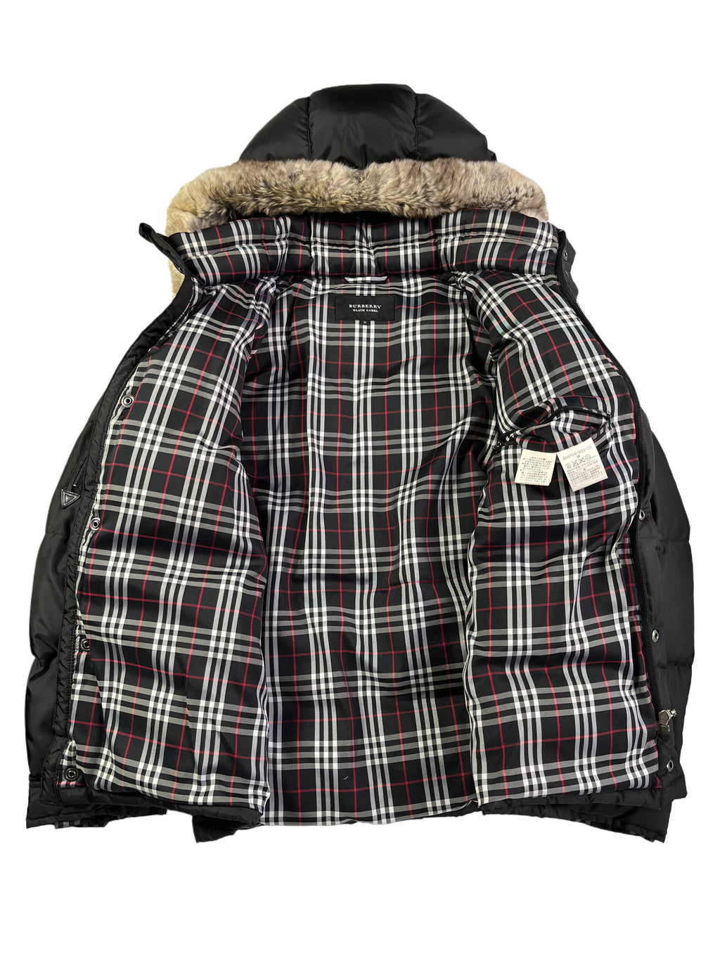 00’s BURBERRY made in Japan real fur down jacket (S/M) - black