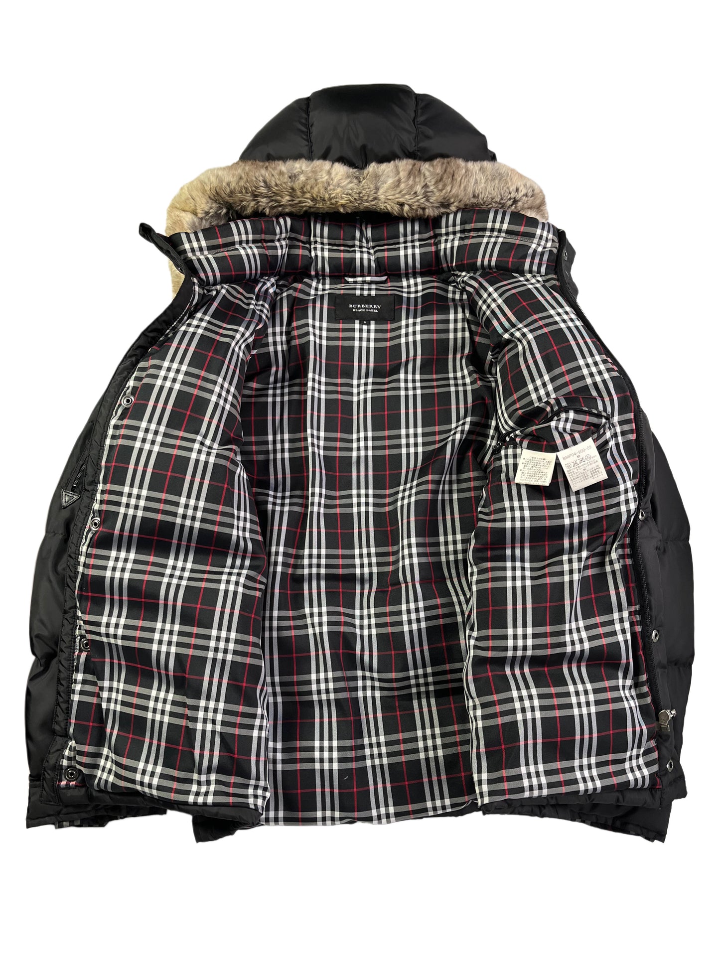 00’s BURBERRY made in Japan real fur down jacket (S/M) - black