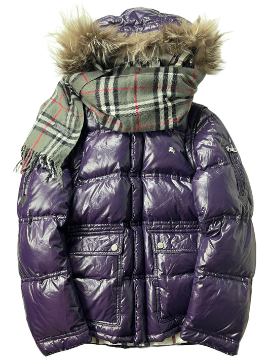 00’s BURBERRY made in Japan real fur down jacket (S/M) - purple