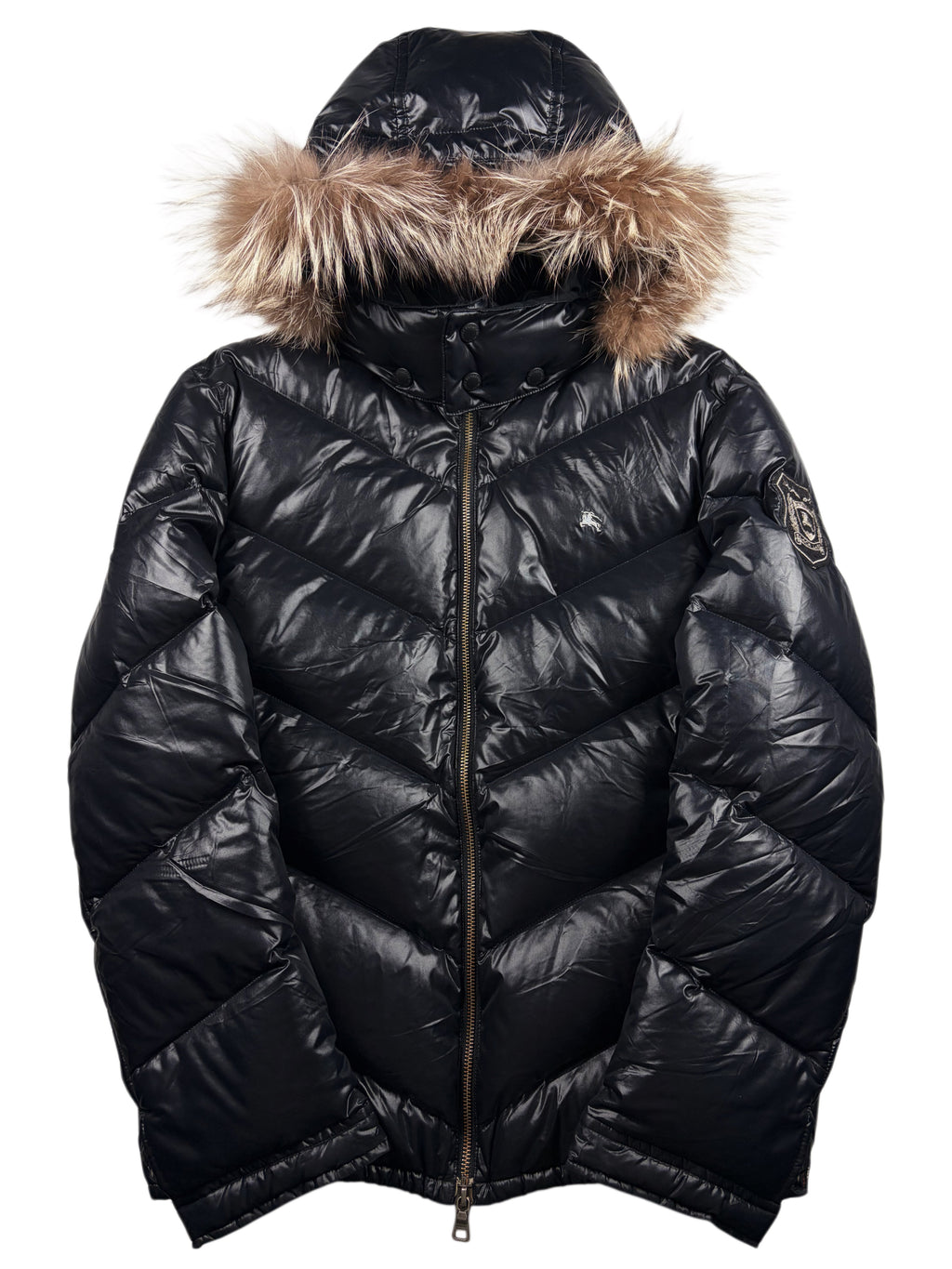 00’s BURBERRY Black Label 30th Anniversary real fur down jacket (S/M) - black