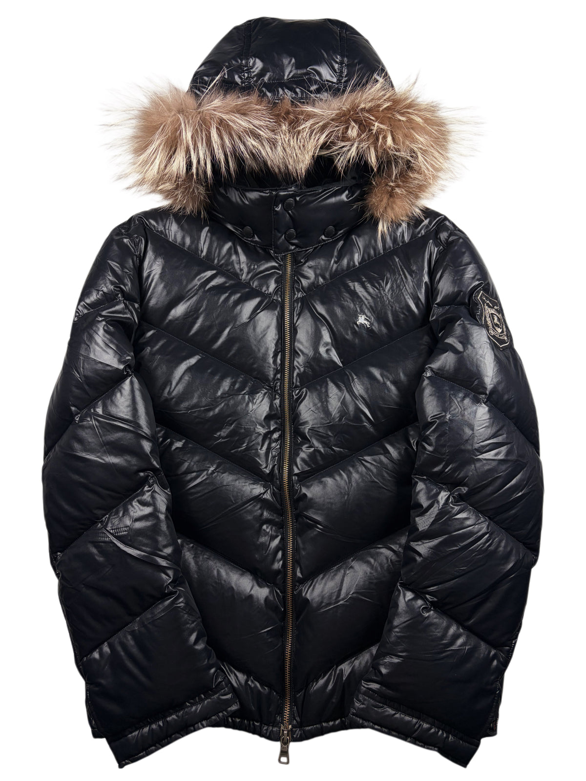00’s BURBERRY Black Label 30th Anniversary real fur down jacket (S/M) - black