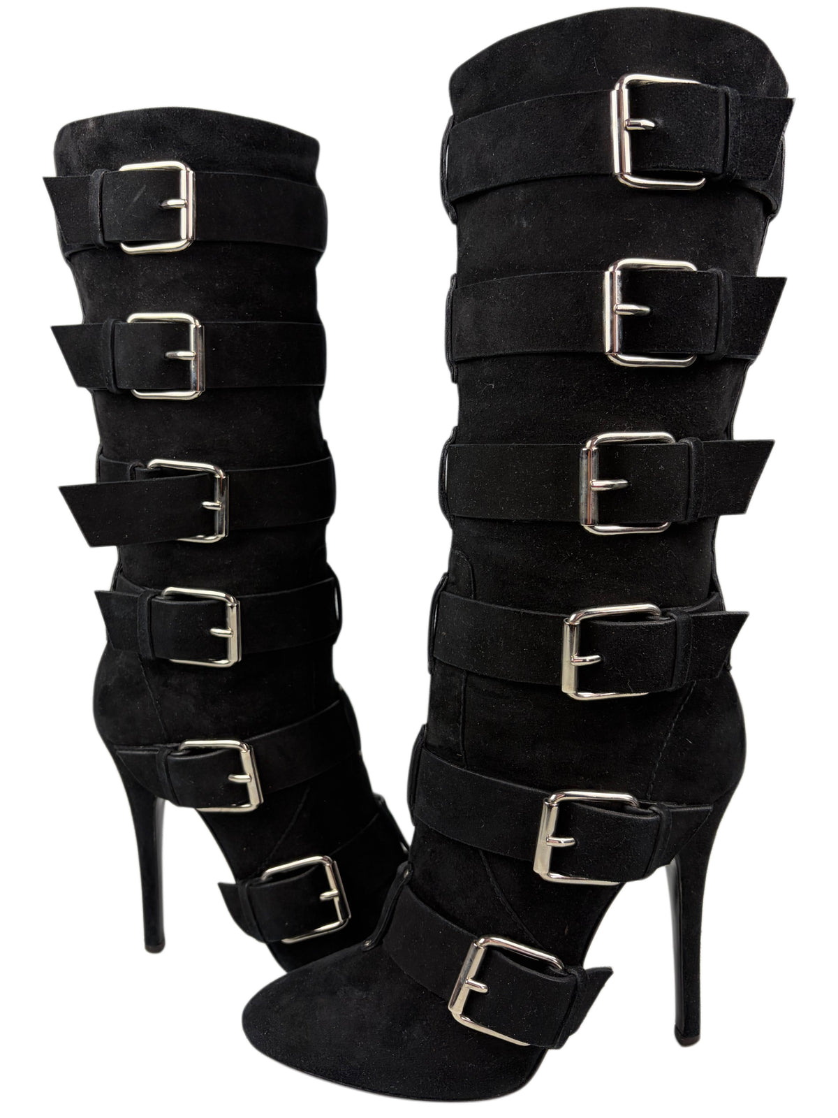 2009 BALMAIN X Giuseppe Zanotti Suede Multi-Buckle Boots - eu 40 / us 8 / uk 7