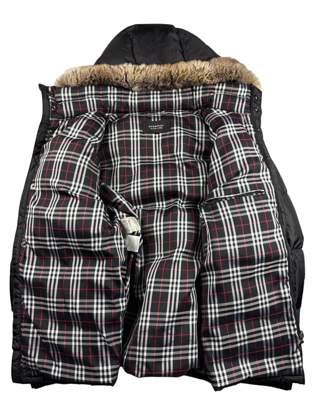 00’s BURBERRY Black Label real fur down jacket (M/L) - black
