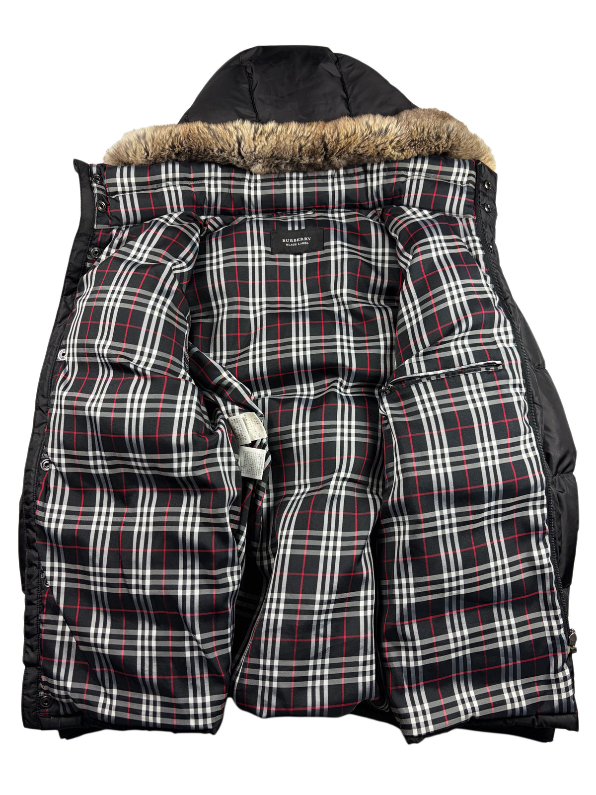 00’s BURBERRY Black Label real fur down jacket (M/L) - black