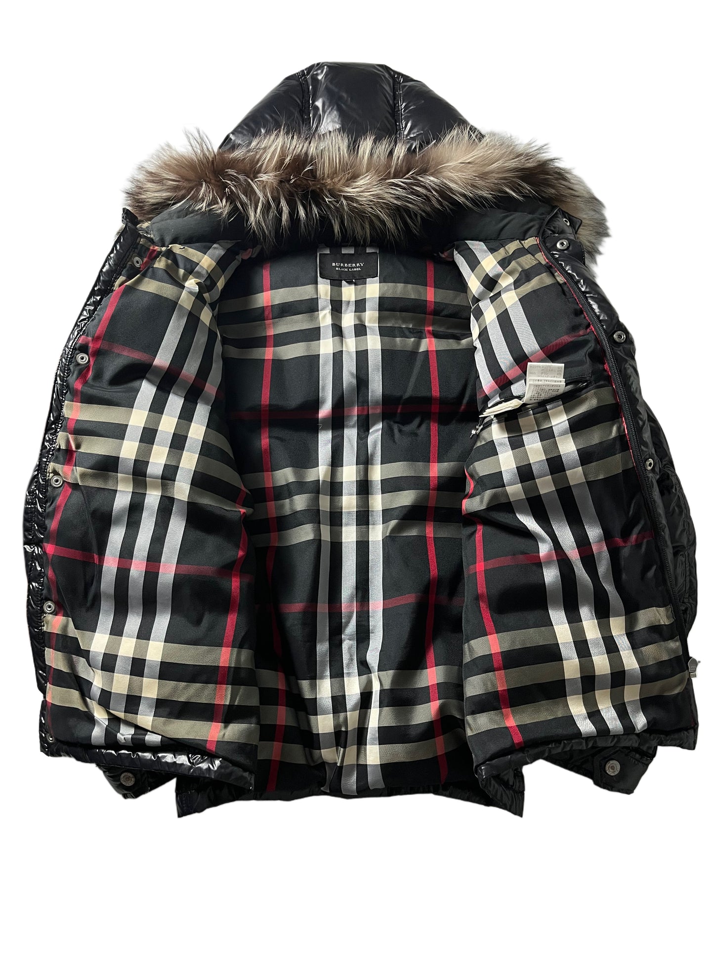00’s BURBERRY made in Japan real fur down jacket (S/M) - black