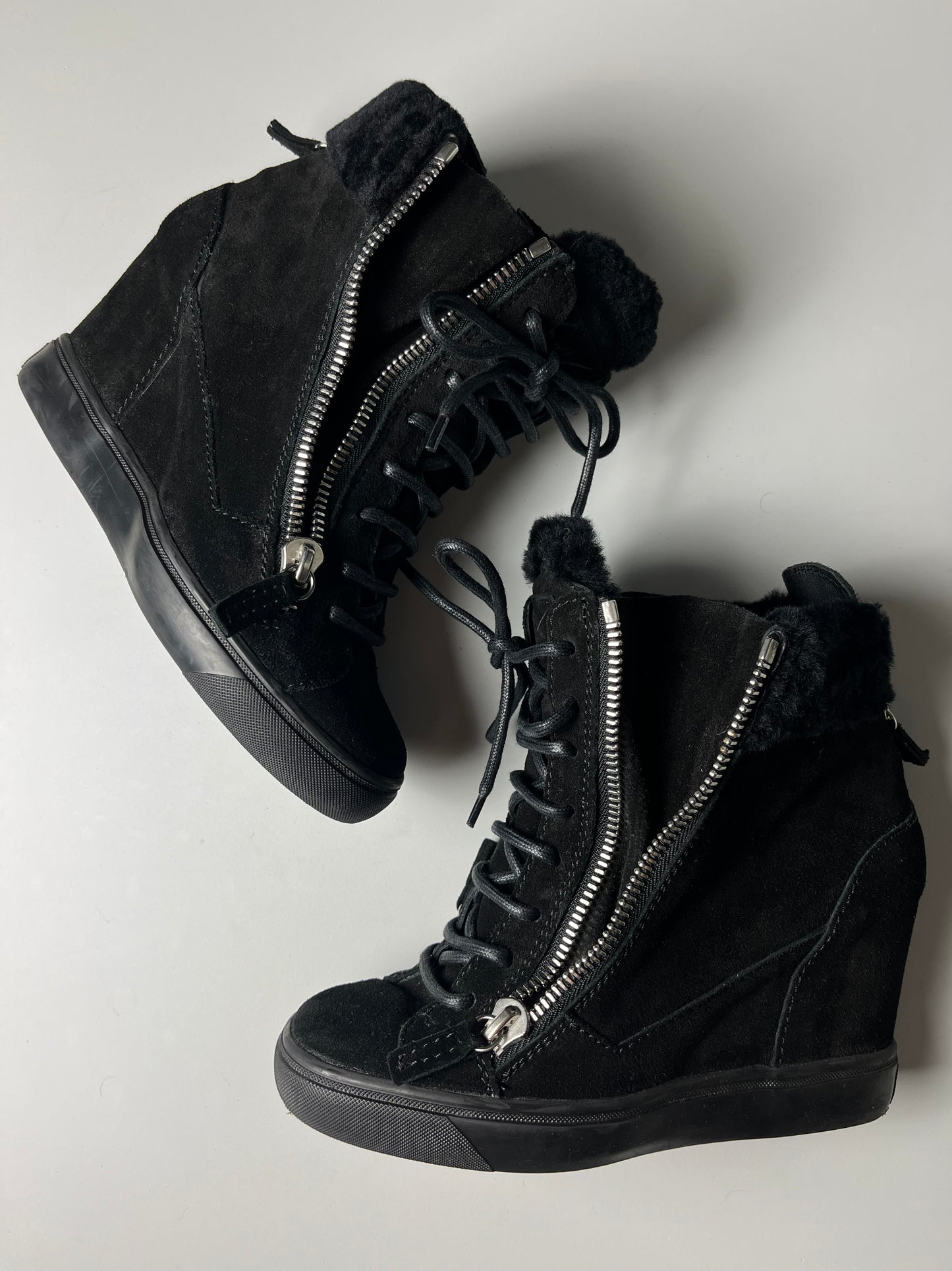 Giuseppe Zanotti suede wedge heel sneakers - EU 37 - black