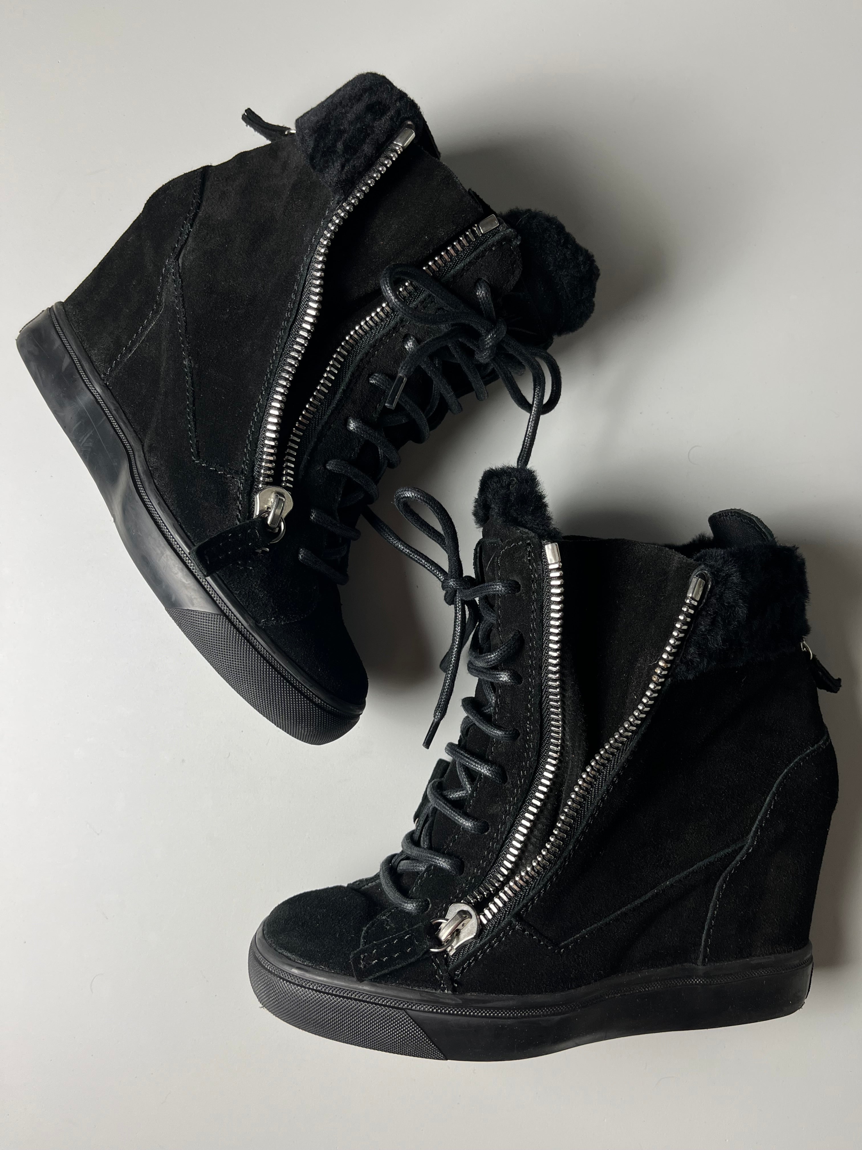 Giuseppe Zanotti suede wedge heel sneakers - EU 37 - black