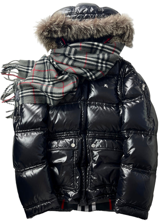 00’s BURBERRY made in Japan real fur down jacket (M/L) - black
