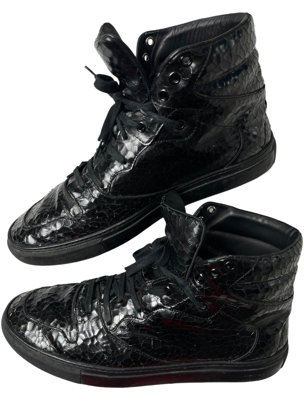 Balenciaga embossed croc leather high tops - Eu 43 - black