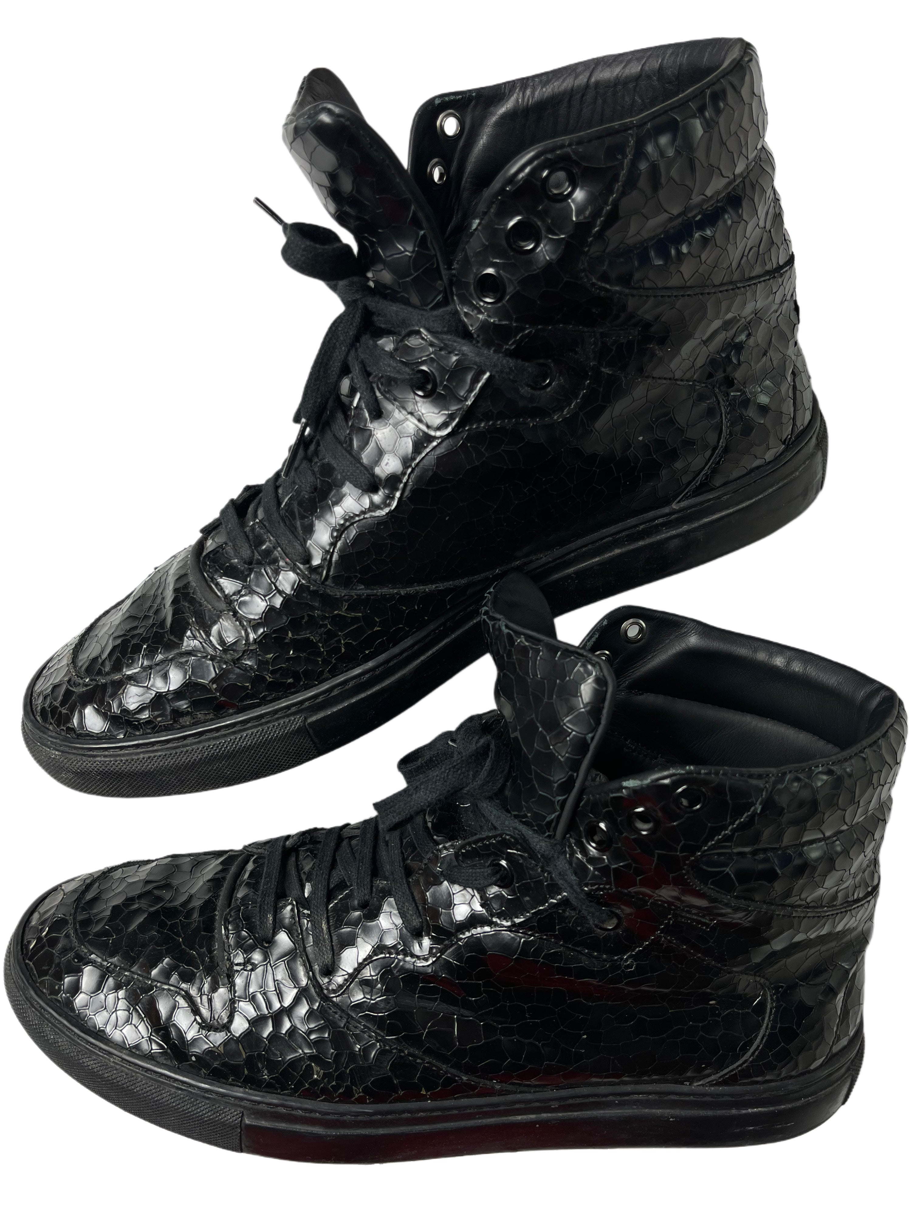 Balenciaga embossed croc leather high tops - Eu 43 - black