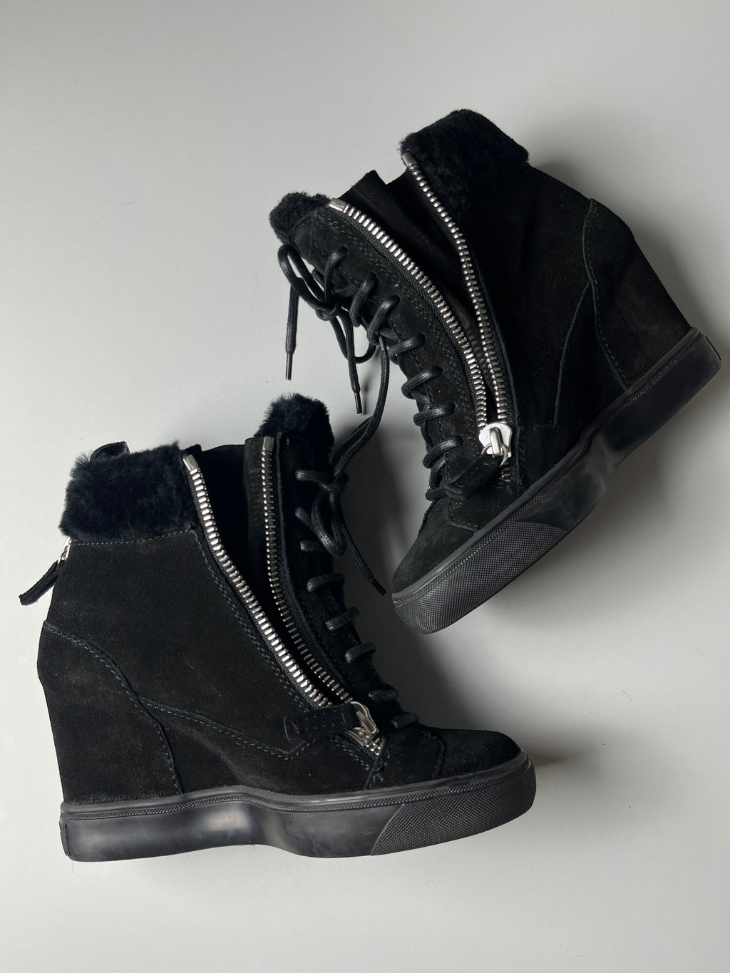 Giuseppe Zanotti suede wedge heel sneakers - EU 37 - black
