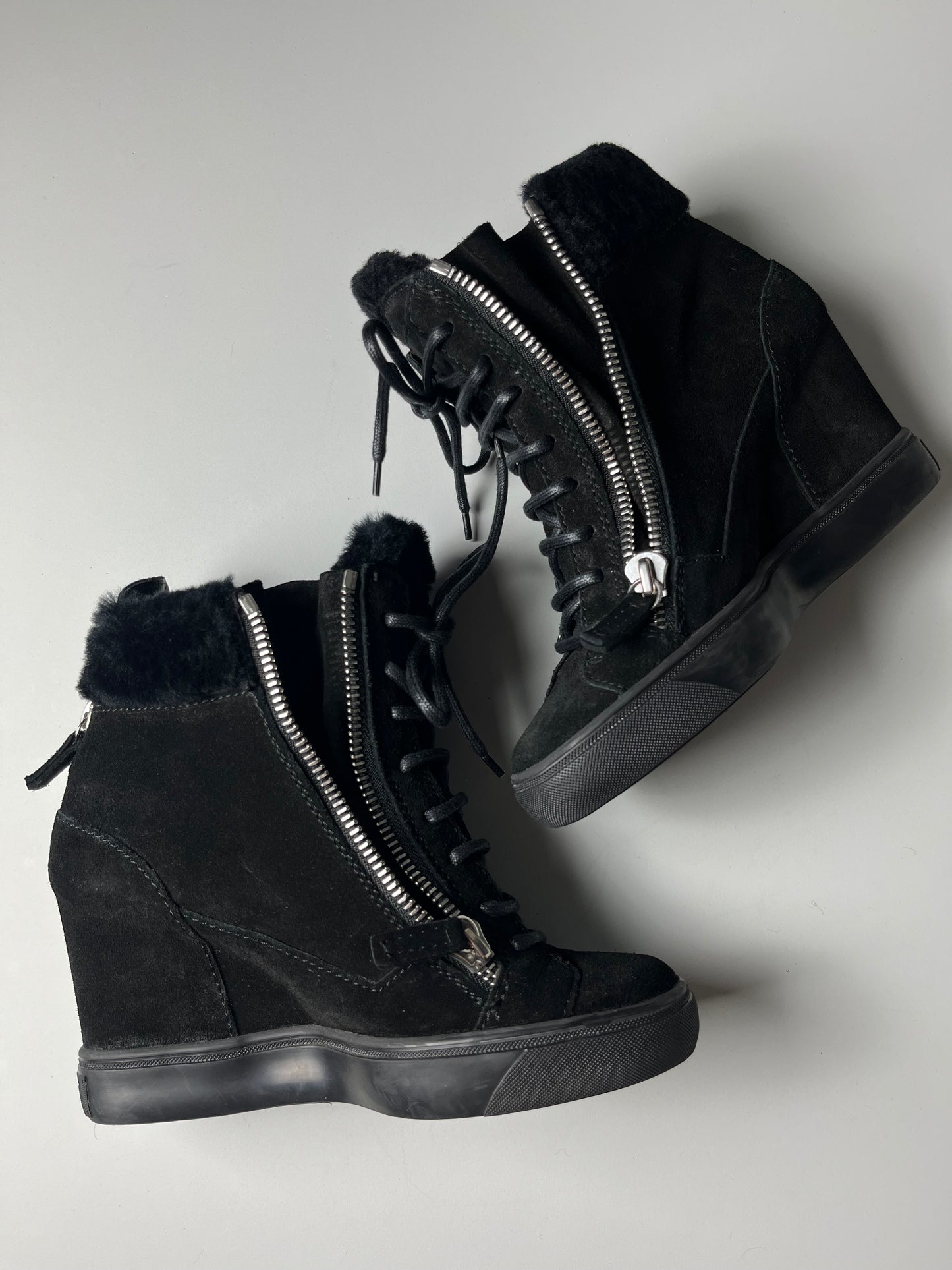 Giuseppe Zanotti suede wedge heel sneakers - EU 37 - black