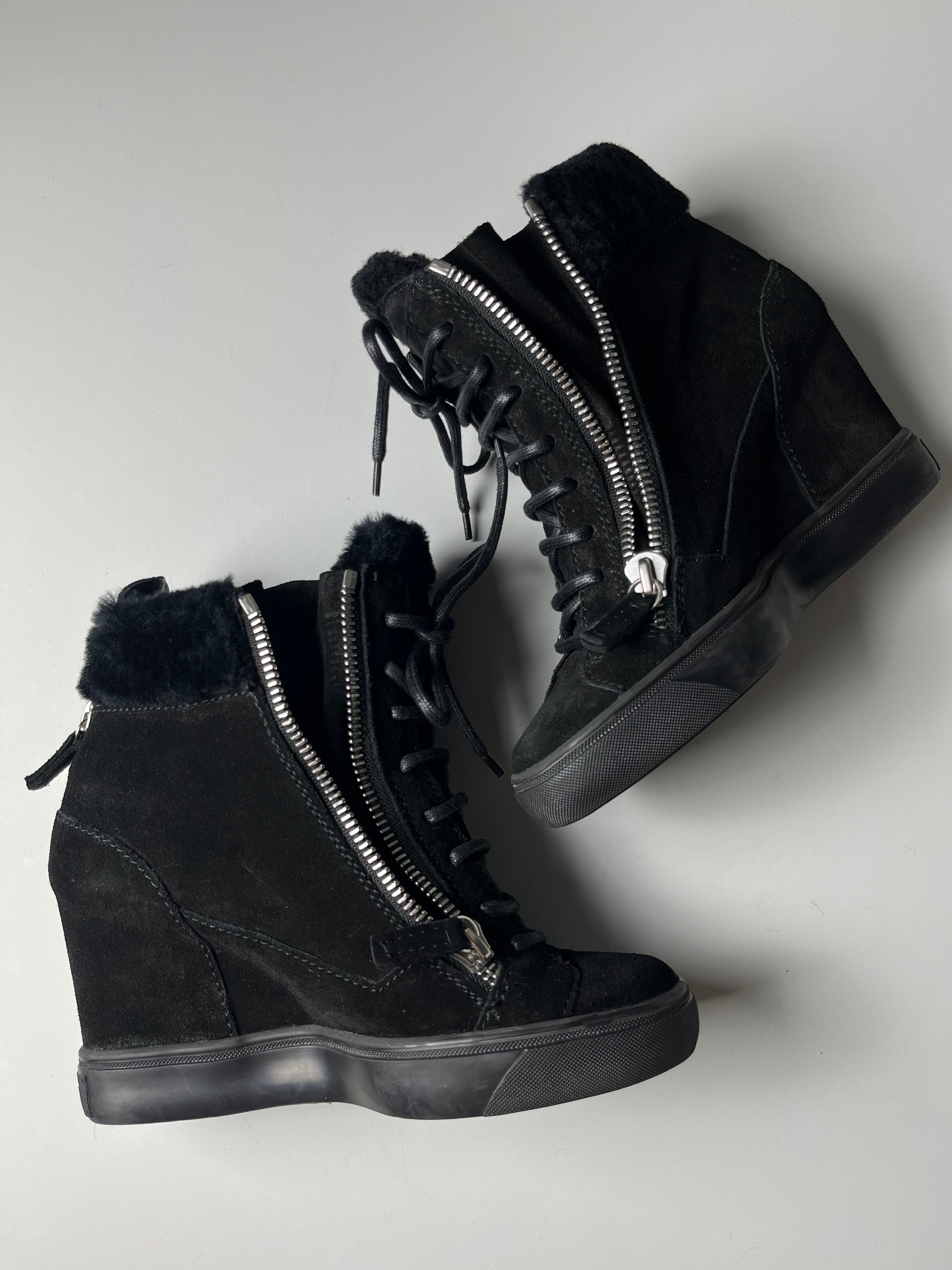Giuseppe Zanotti suede wedge heel sneakers - EU 37 - black