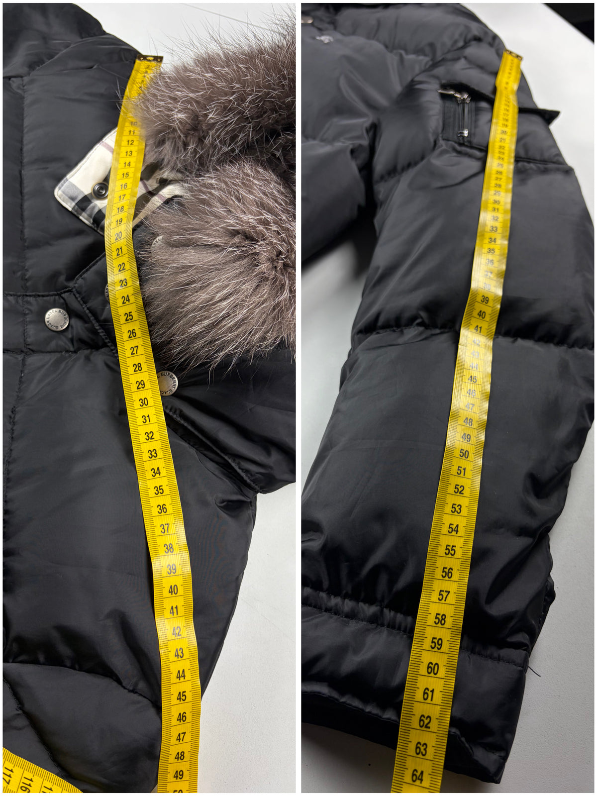 00’s BURBERRY Black Label real fur down jacket (S/M) - black
