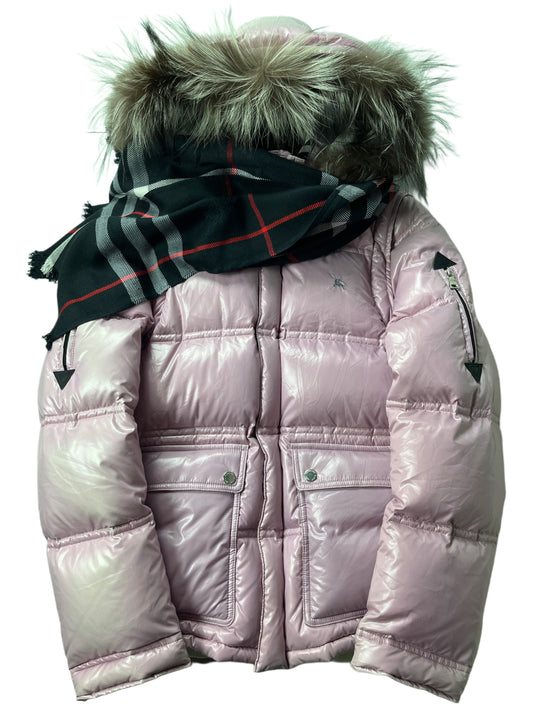 00’s BURBERRY made in Japan real fur down jacket (S/M) - pink