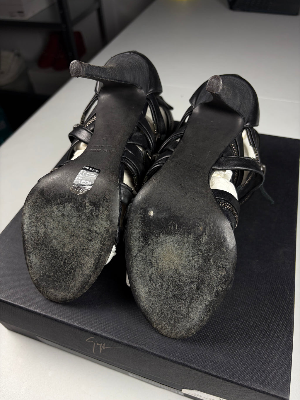 2009 BALMAIN x Giuseppe Zanotti leather zipper heels - eu 39 / us 9 / uk 6 - black