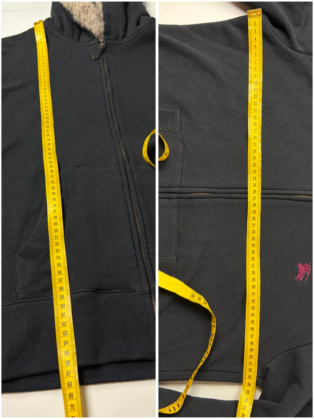00’s Burberry Black Label rabbit fur zip up hoodie - L/XL - black
