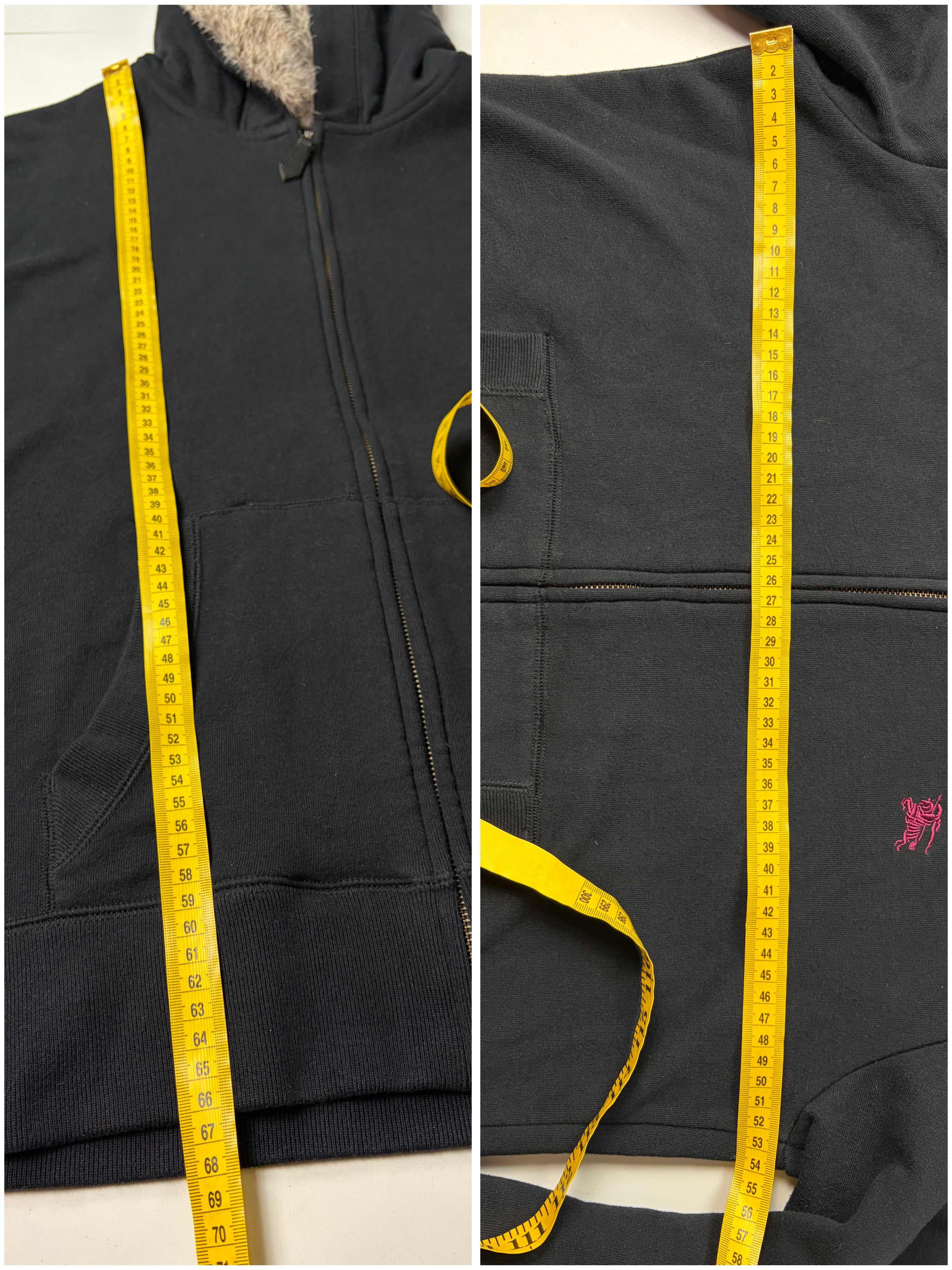 00’s Burberry Black Label rabbit fur zip up hoodie - L/XL - black