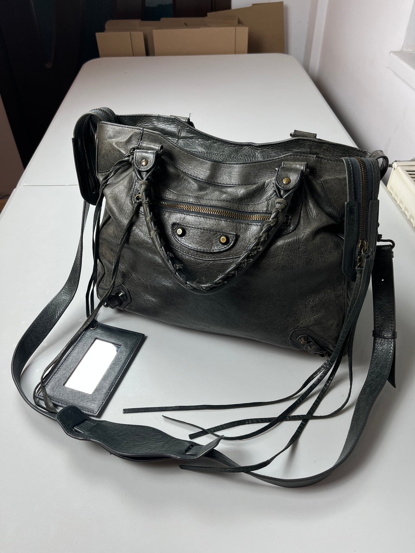 2012 BALENCIAGA
Black Lambskin Leather Motorcycle Velo Bag