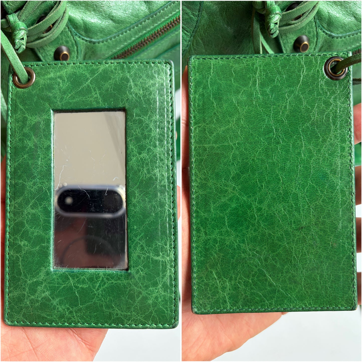 2009 BALENCIAGA Green Lambskin Motorcycle City Bag - green