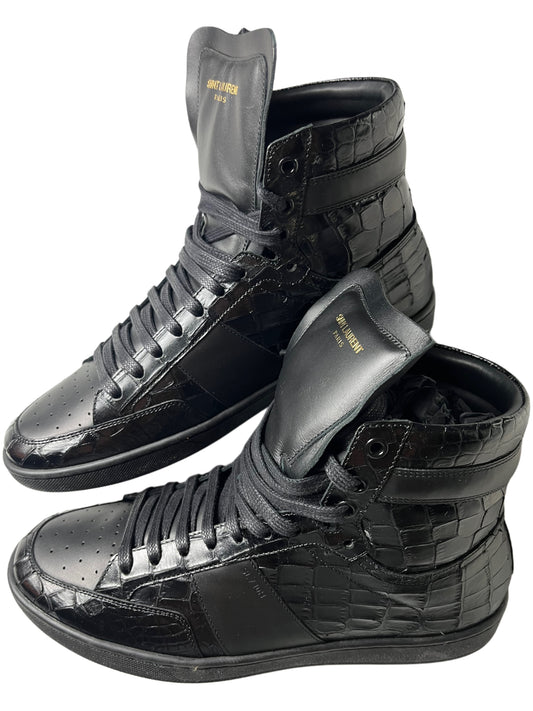 Saint Laurent embossed croc leather high tops - Eu 42 - black