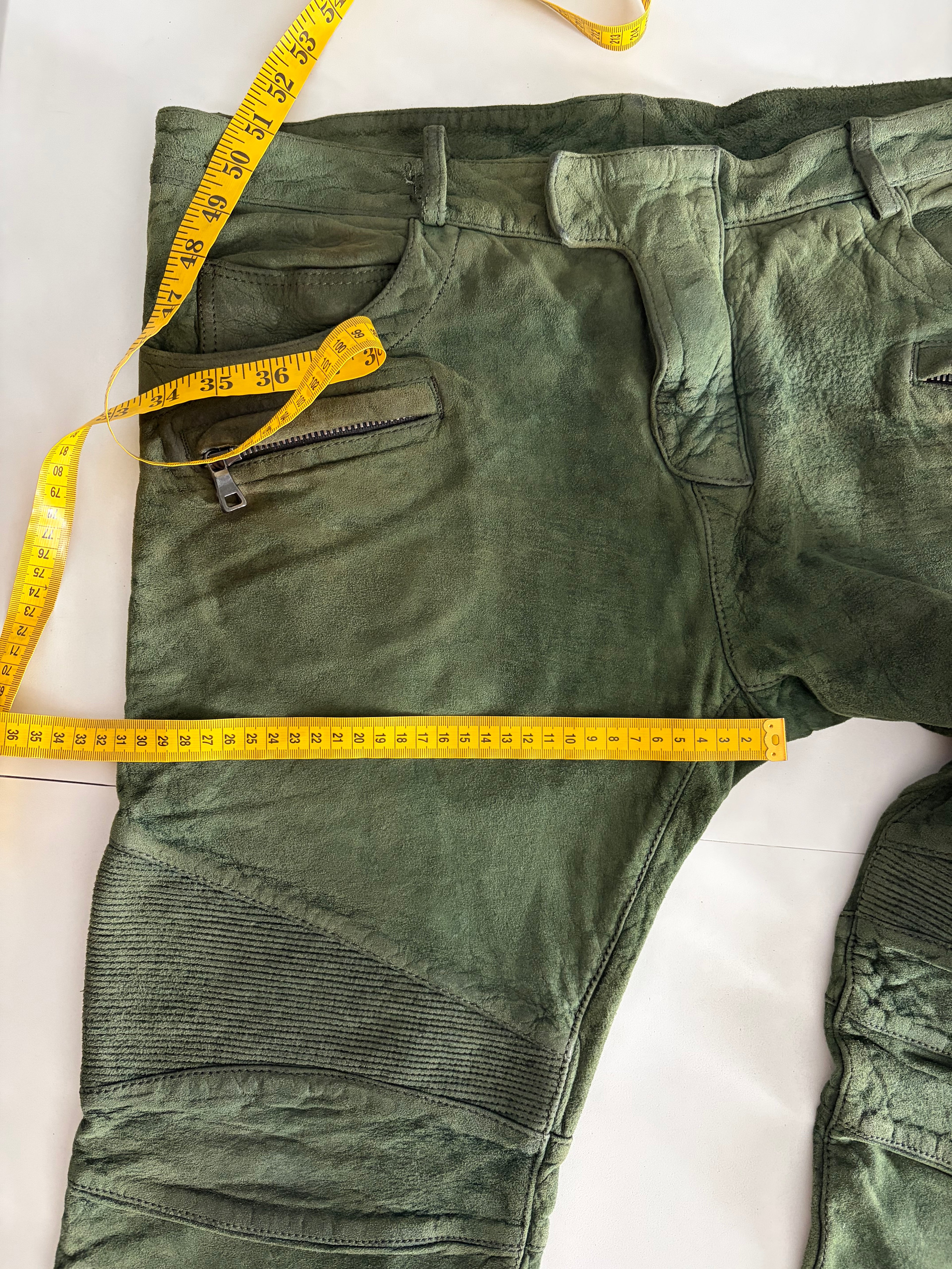 2012 BALMAIN lambskin leather suede biker pants - 33 - fits bigger