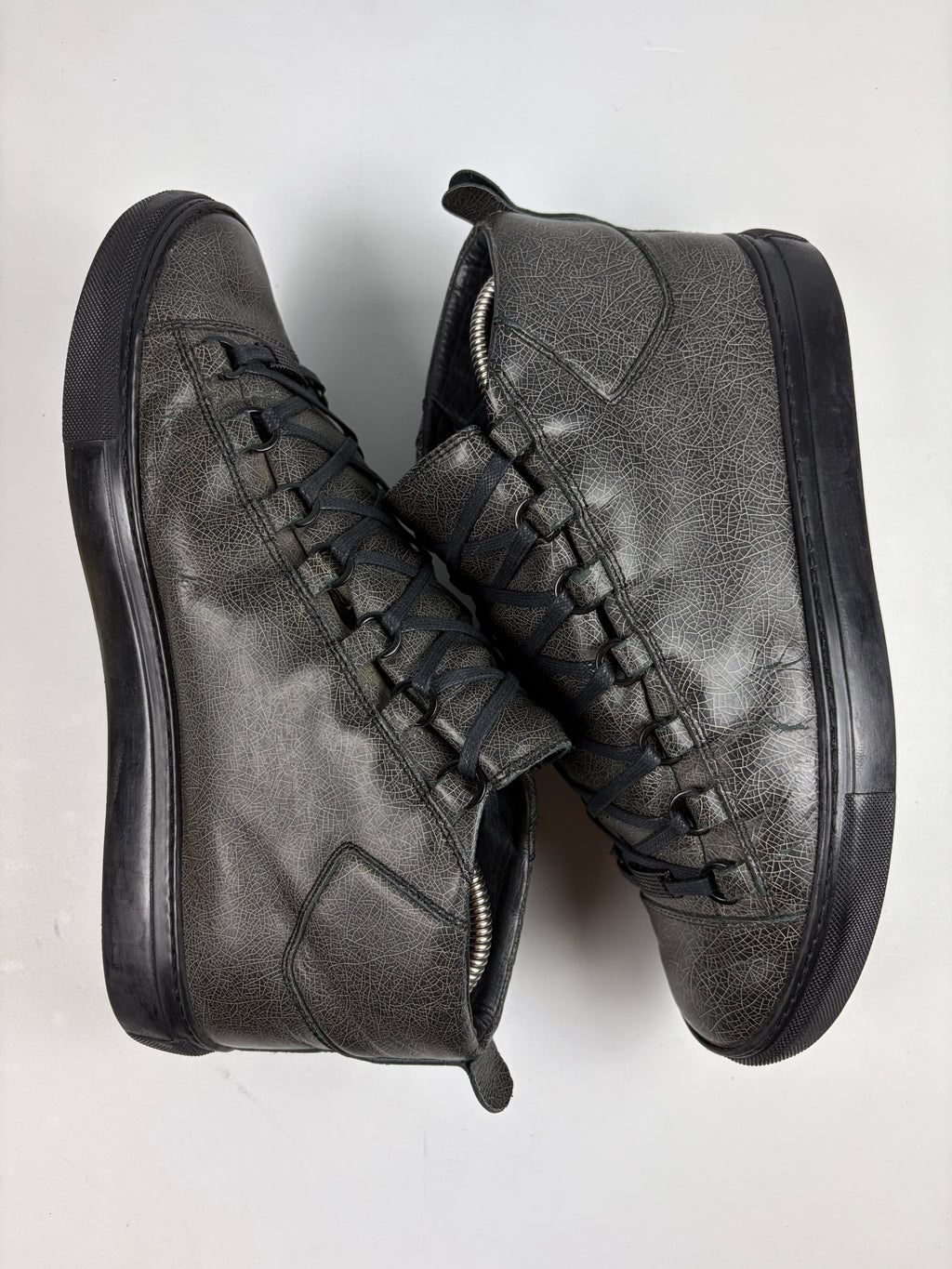 Balenciaga arena ‘Cracked leather’ high tops - eu 41 / us 8 - brown