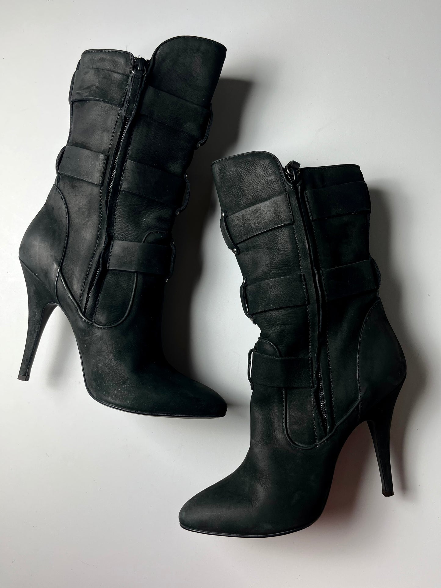 Giuseppe Zanotti x BALMAIN leather buckle boots - EU 37 1/2 - black
