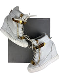 Giuseppe Zanotti white croc-embossed leather wedge sneakers - eu 37.5 / us 7.5 / uk 4.5