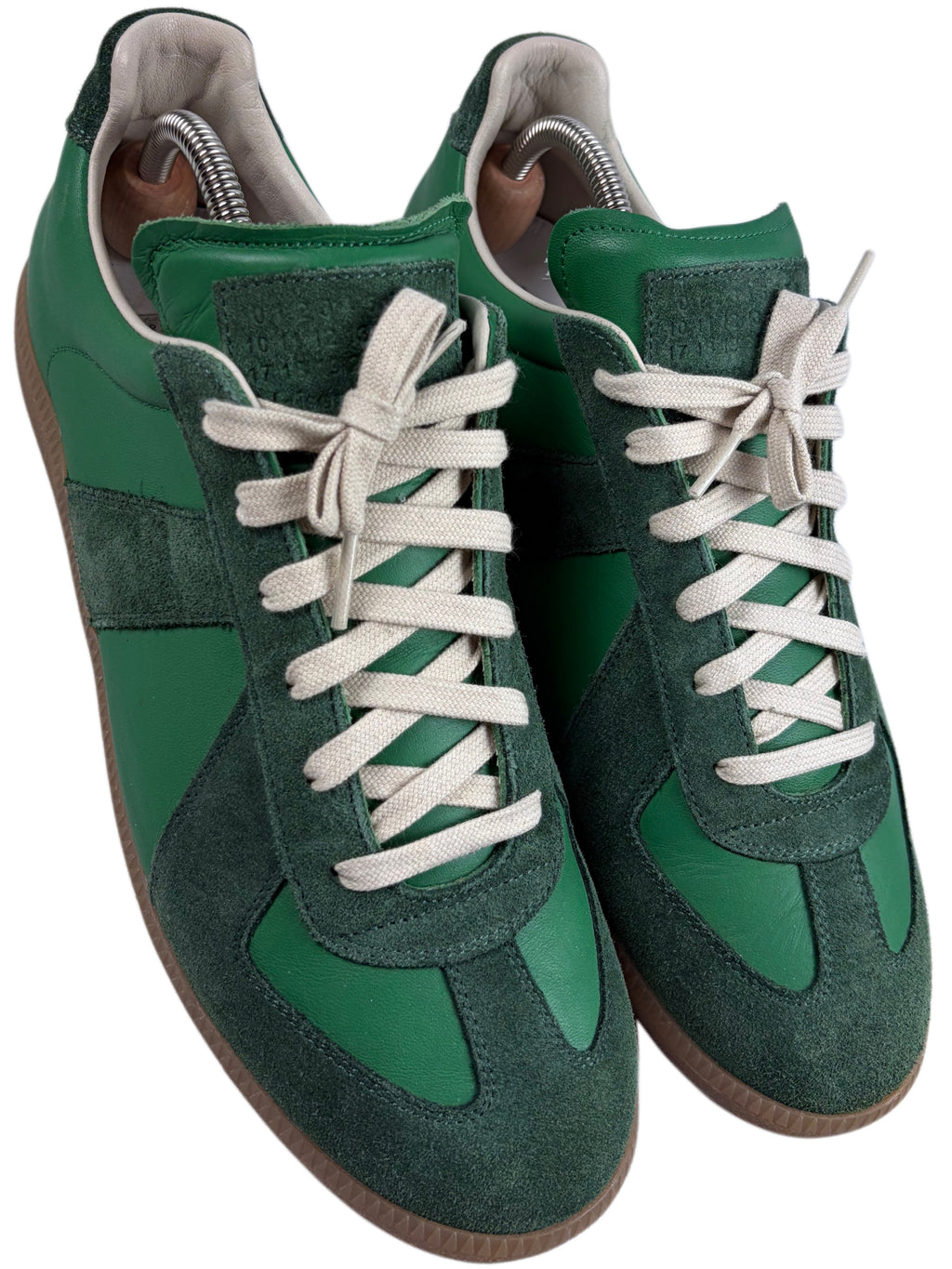 Maison Margiela low top suede & leather gats - eu 44 / us 11 - green