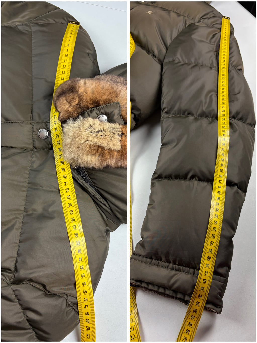 00’s BURBERRY Black Label real rabbit fur down jacket (LL) - olive green