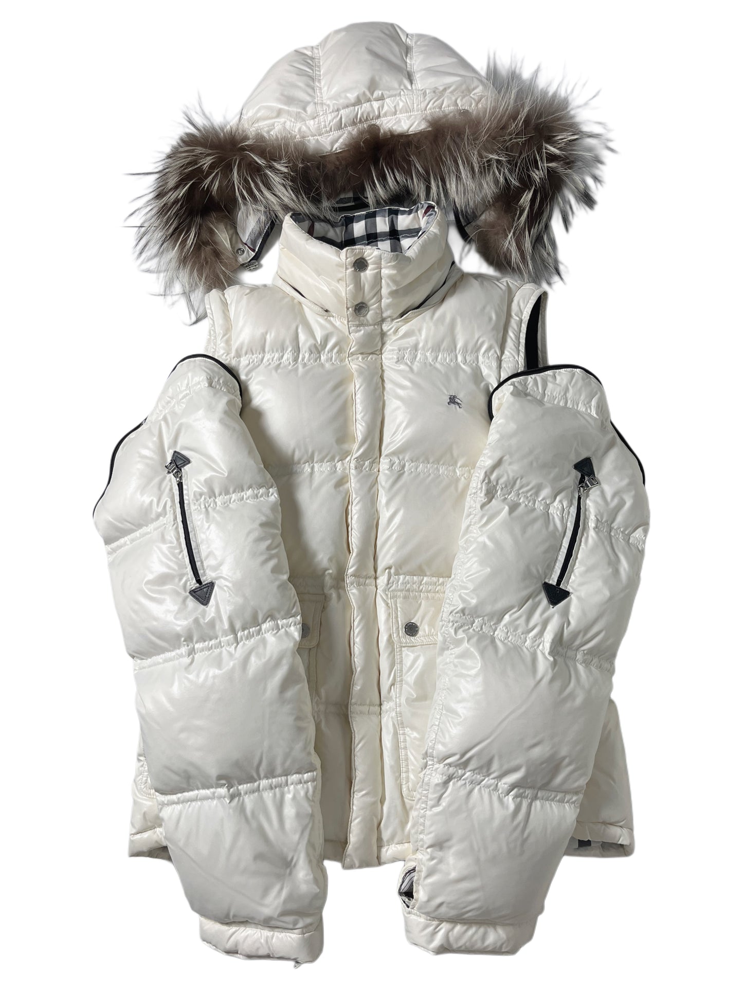 00’s BURBERRY made in Japan real fur down jacket (M/L) - white