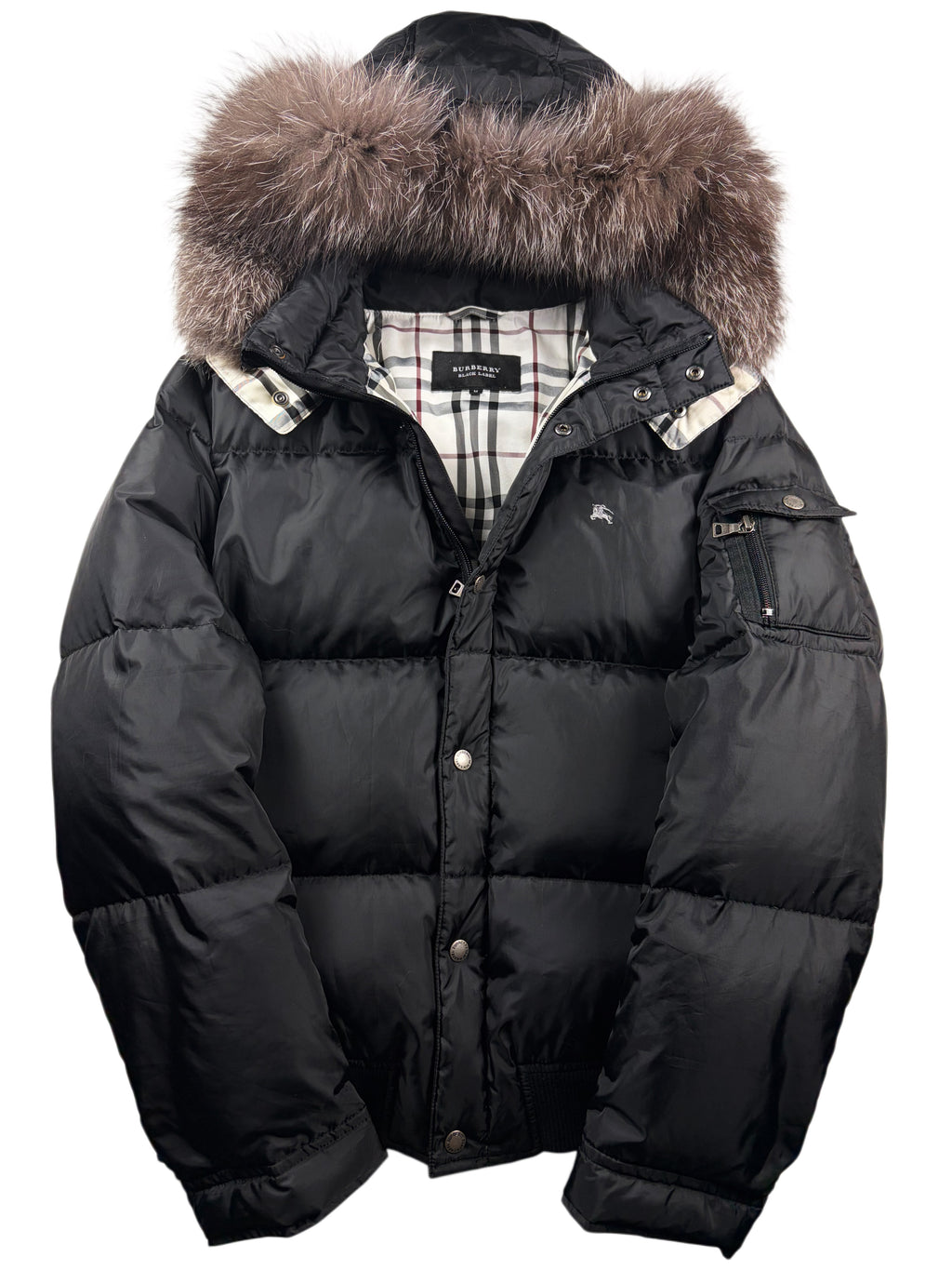 00’s BURBERRY Black Label real fur down jacket (S/M) - black